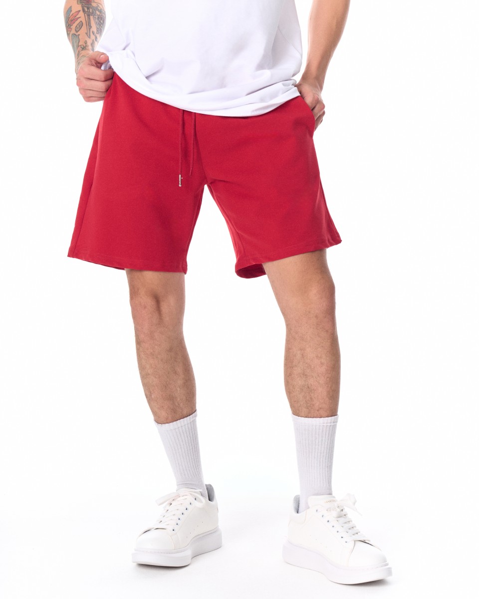 Мужские базовые флисовые спортивные шорты красного цвета | Martin Valen