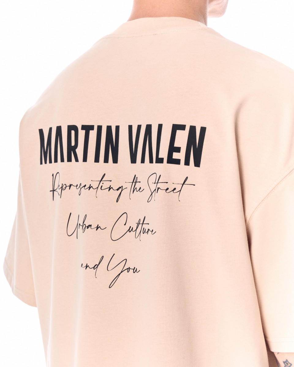 "Slogan" Camiseta de Diseñador Estampada Oversize para Hombres | Martin Valen