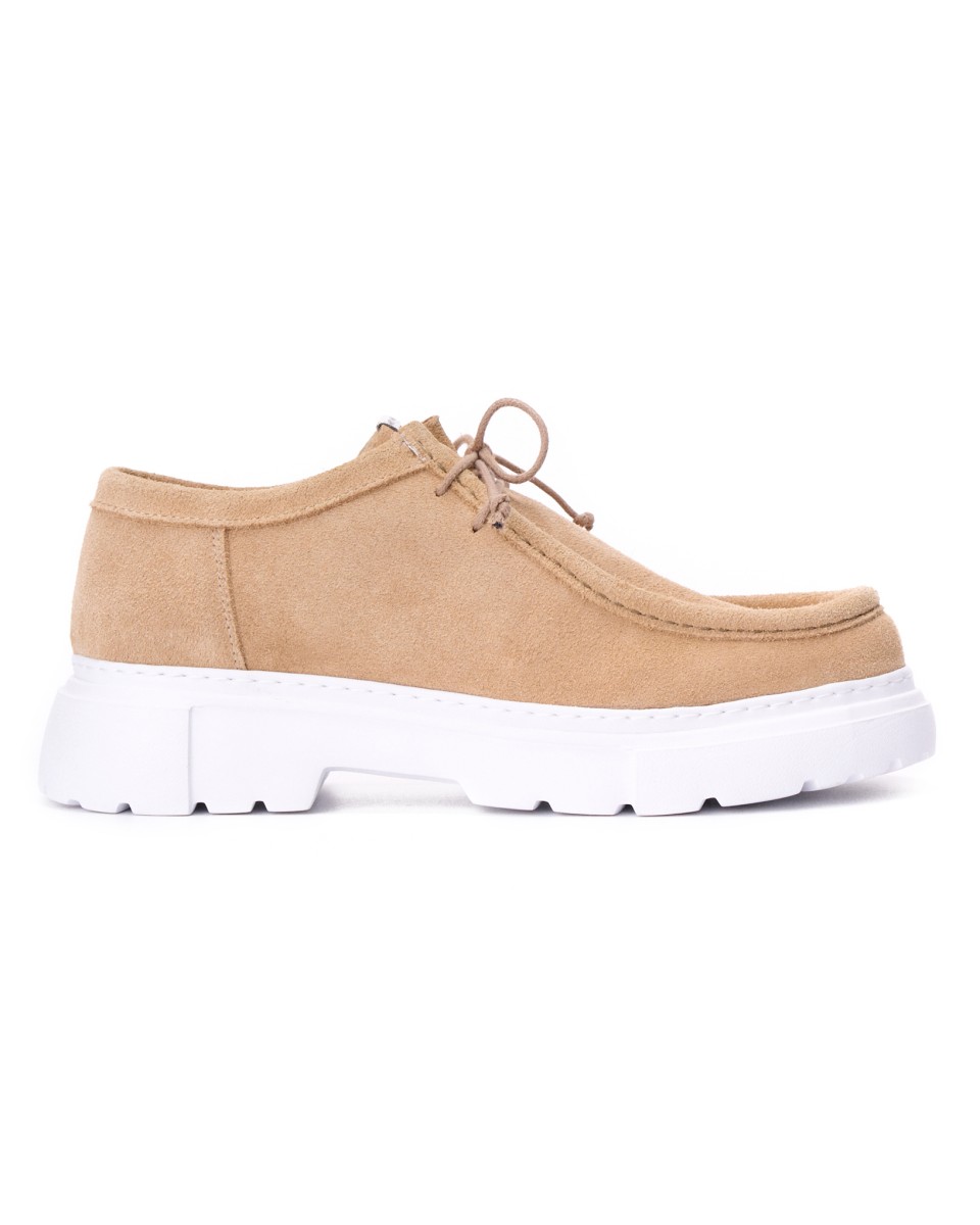 Heren Comfort Loafers met Hoge Zool van Echt Leer in Beige - Beige