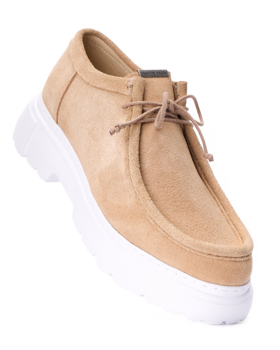 Beige Herren-Loafer aus Echtem Leder