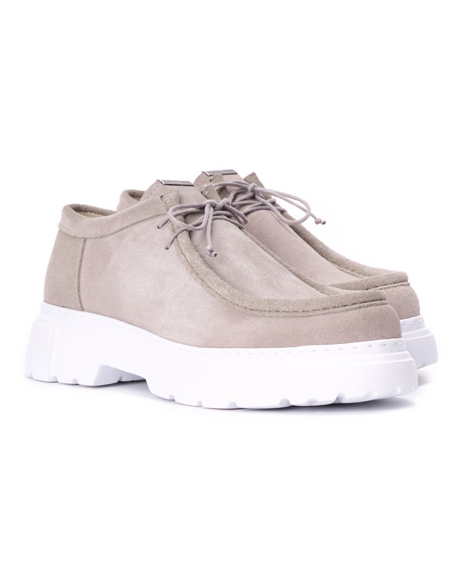 Heren Comfort Loafers met Hoge Zool van Echt Leer in Grijs - Taupe