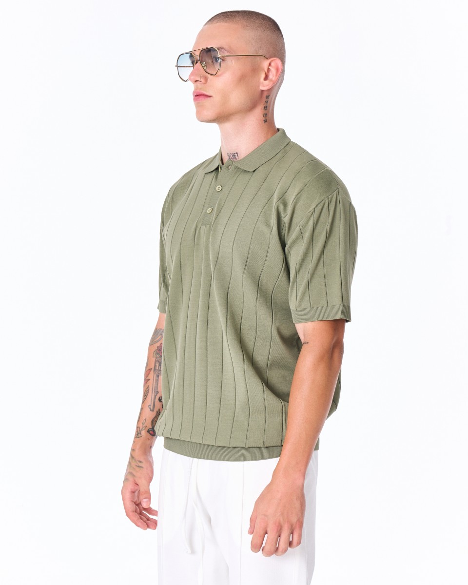 Khaki Oversize Herren-T-Shirt Old Money