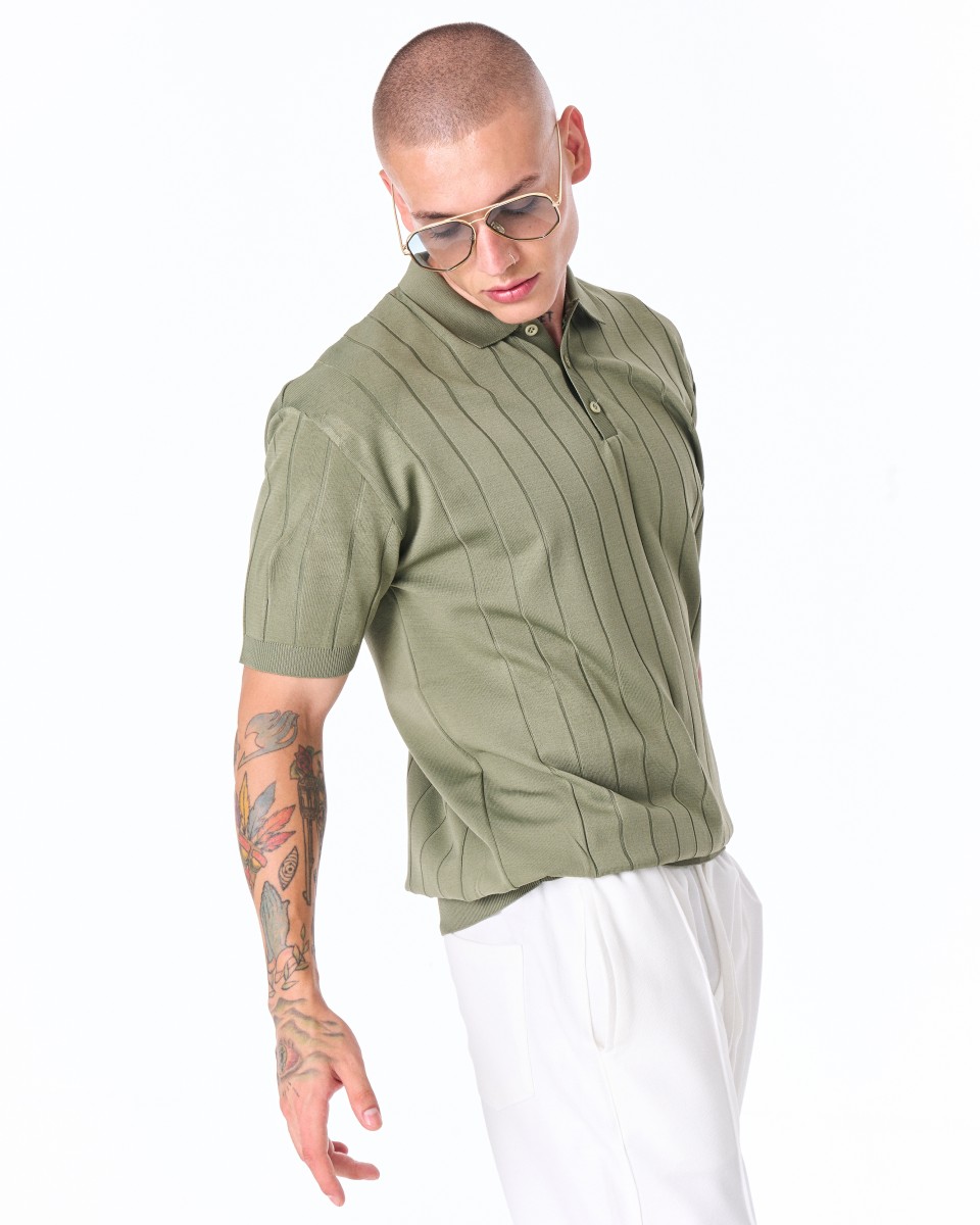 Khaki Oversize Herren-T-Shirt Old Money