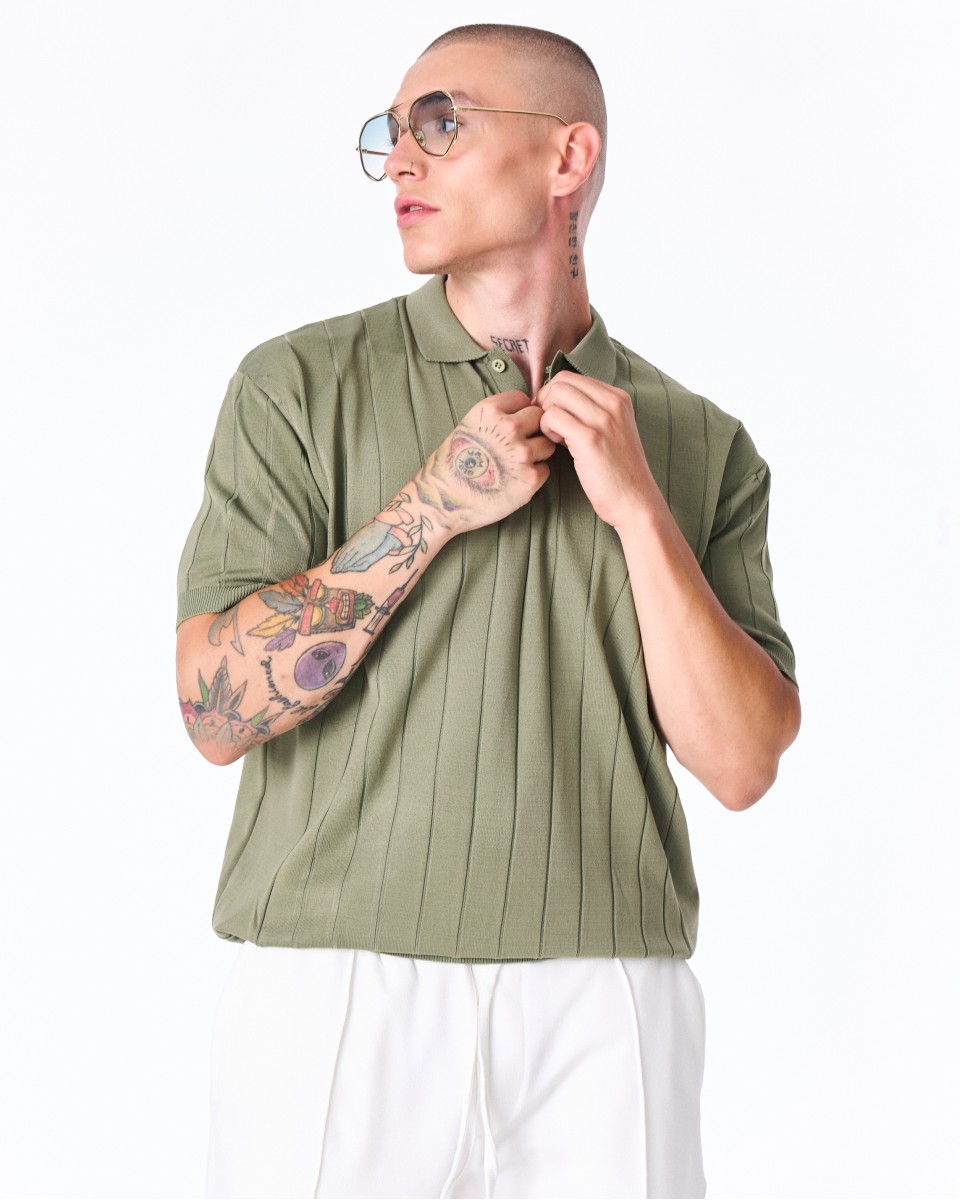 Khaki Oversize Herren-T-Shirt Old Money