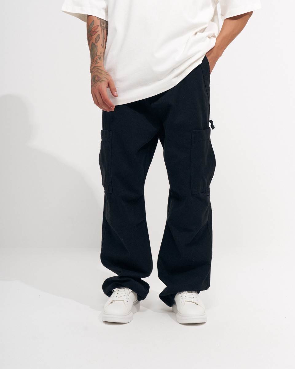 Men's Oversize Cargo Pant  İn Beige - Black