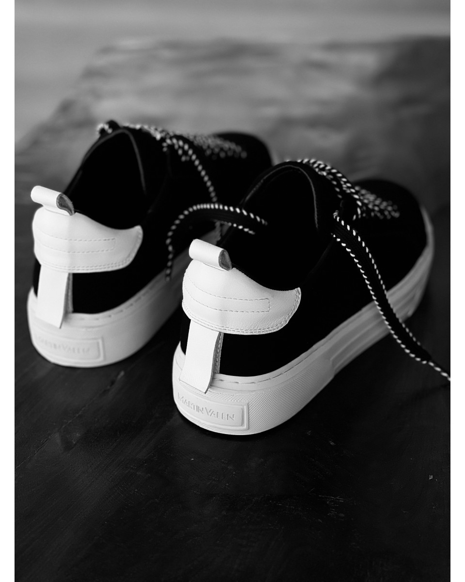 Bobe Suede Belted New Sneakers Black White