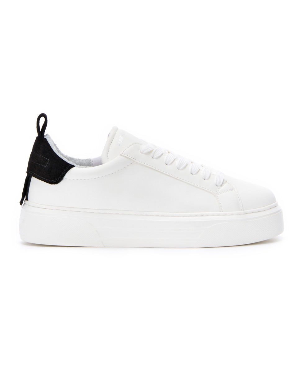 Bobe Suede Ceinturé Nouvelles Sneakers Blanche Noire - Blanc