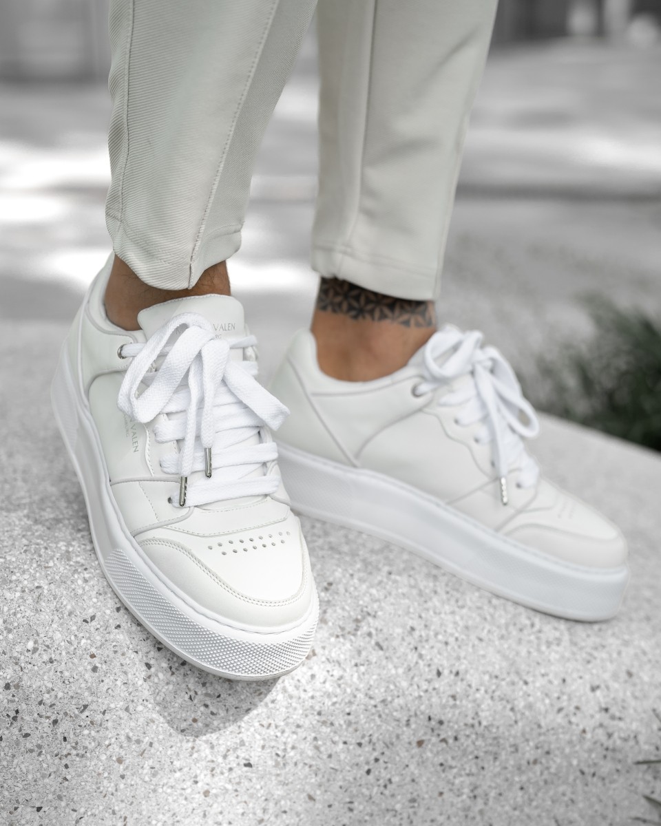 Men's Bicolor High Trainers in White