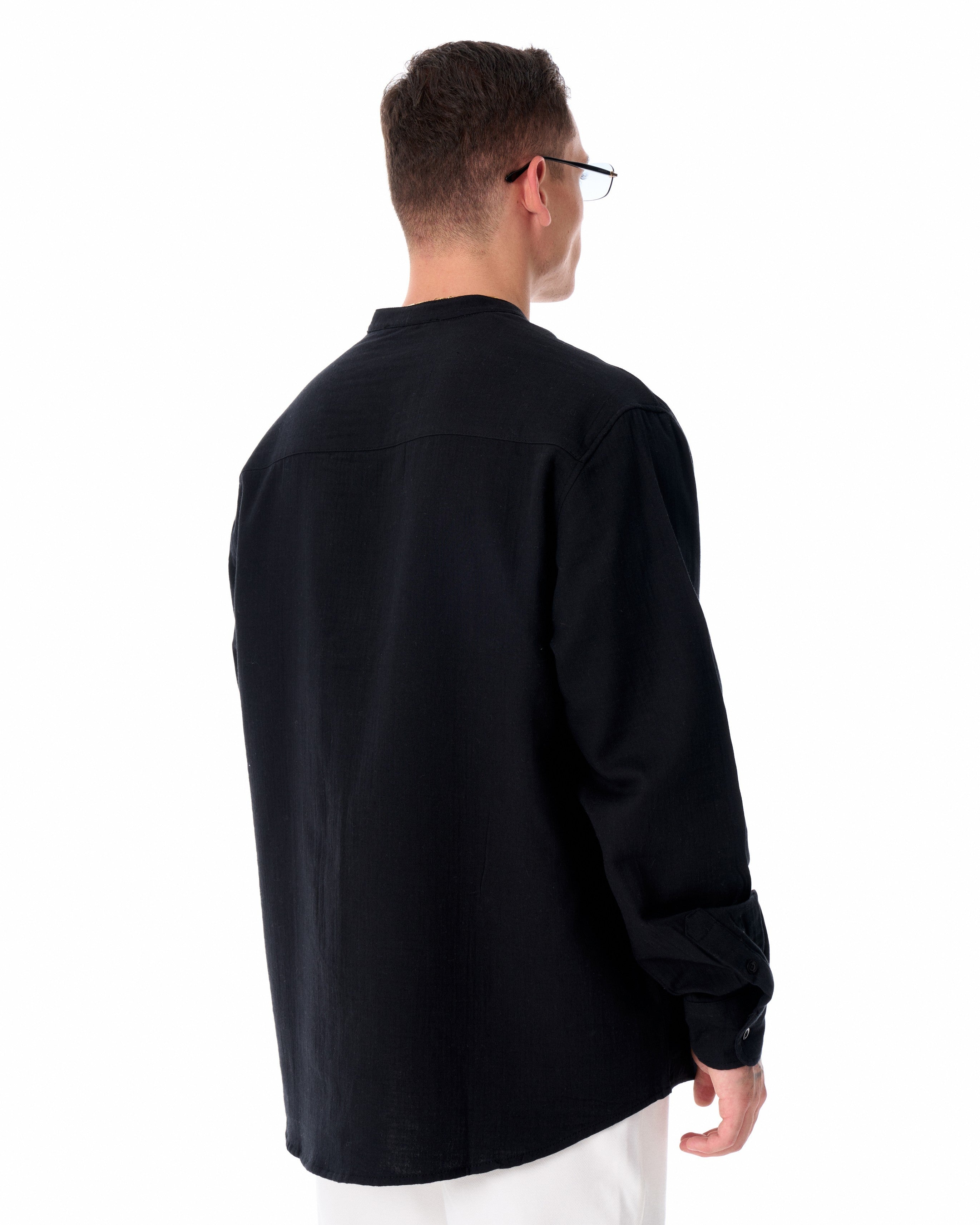 Camisa oversize de lino negro