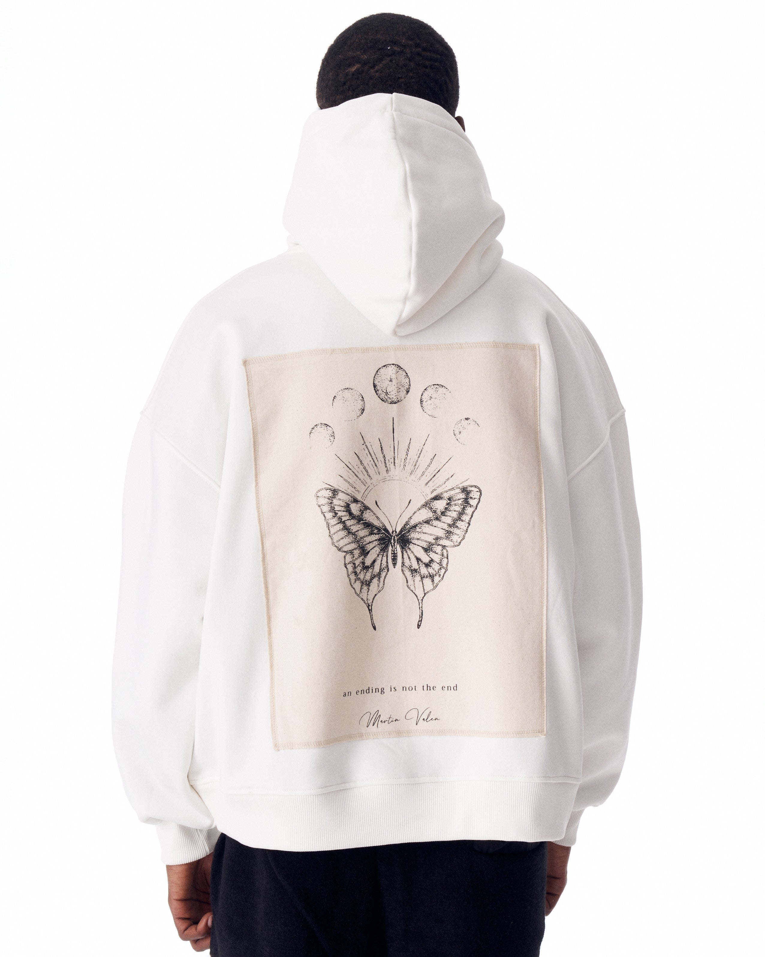 Monarch Loop Blanco Sudadera con Capucha para Hombre | Martin Valen