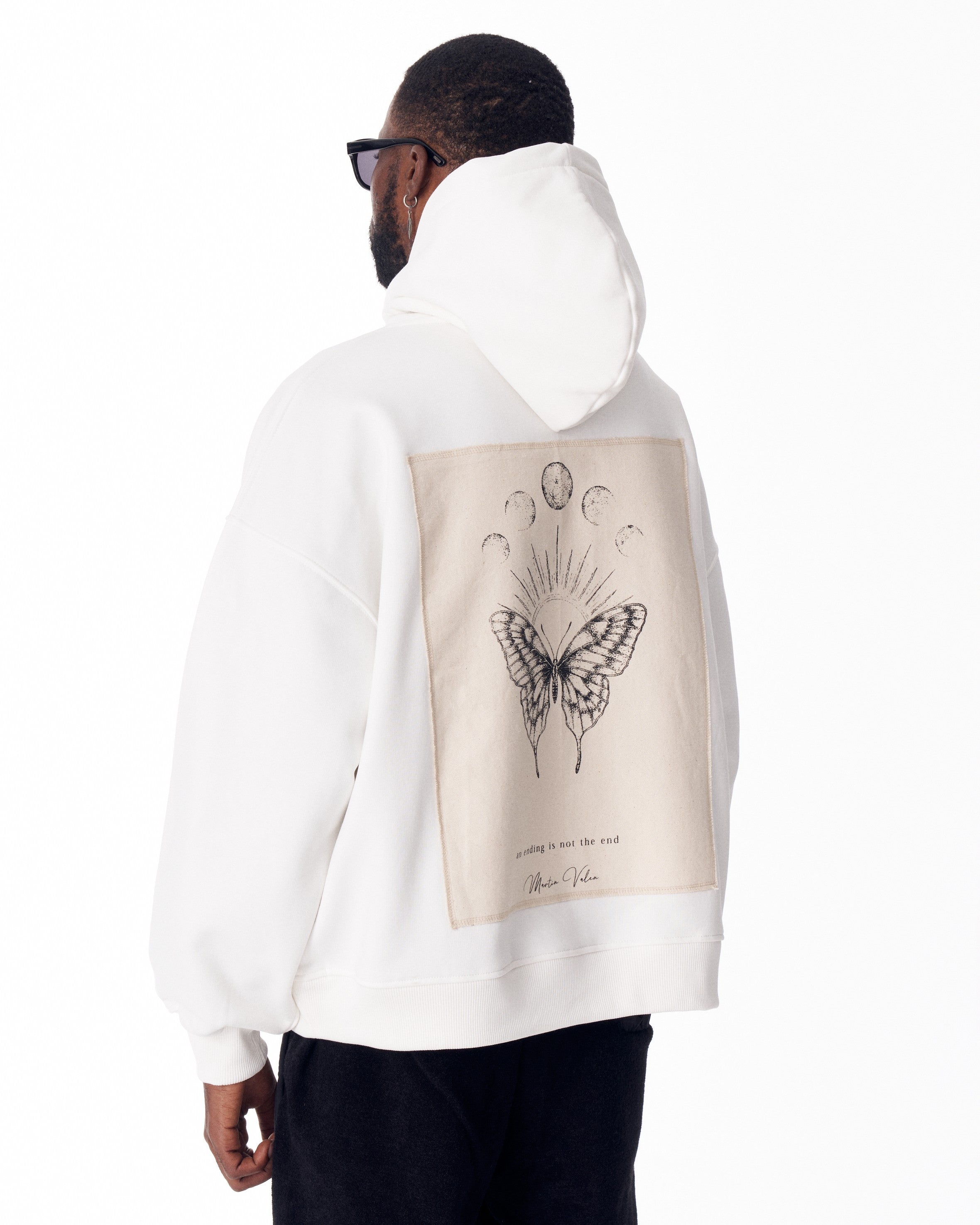 Monarch Loop Blanco Sudadera con Capucha para Hombre | Martin Valen