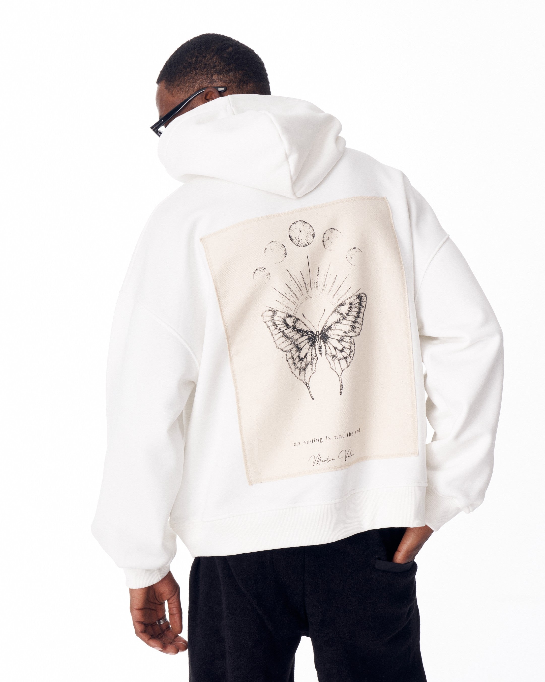 Monarch Loop Blanco Sudadera con Capucha para Hombre | Martin Valen