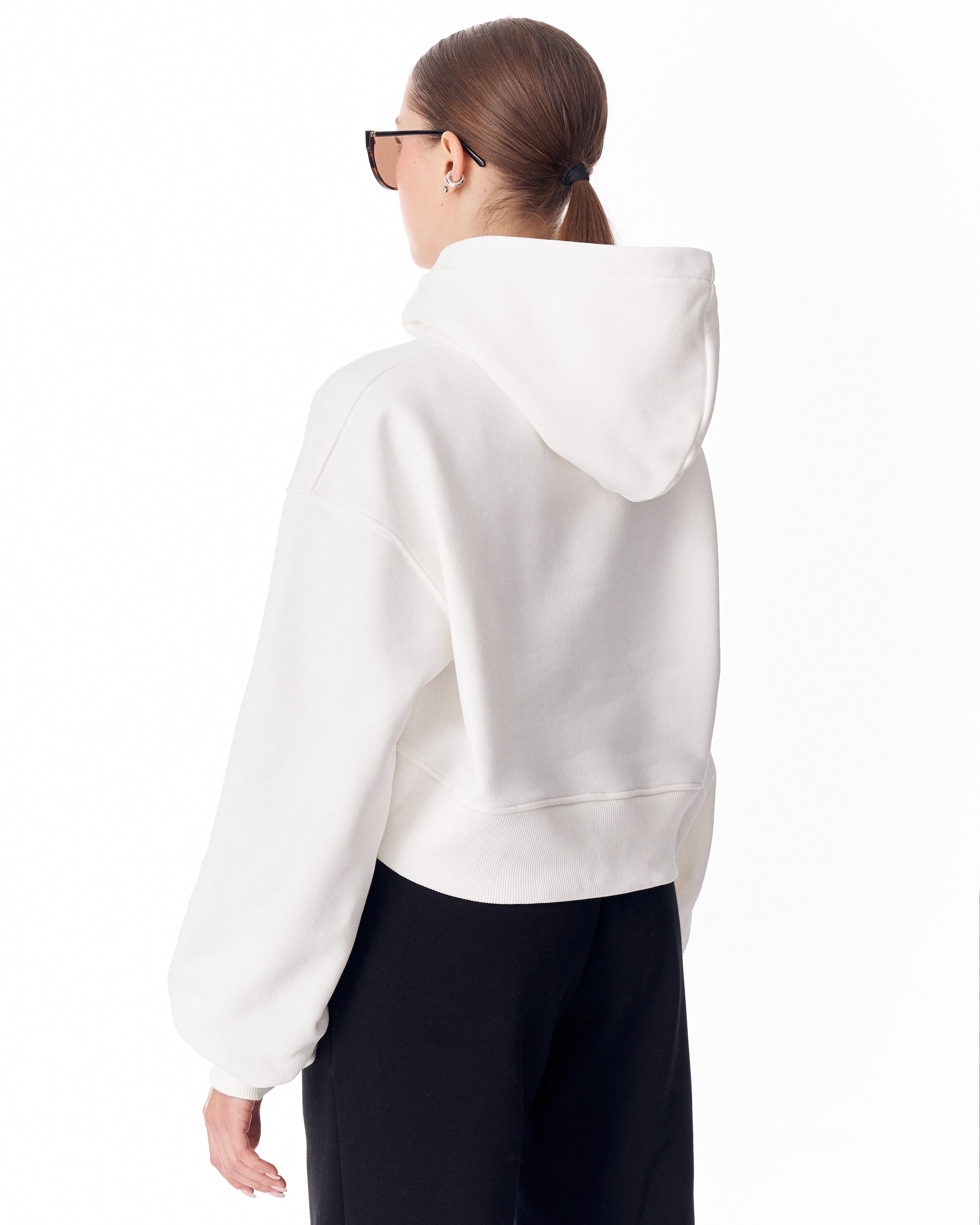 Damen Oversized Crop-Hoodie in Weiß | MV