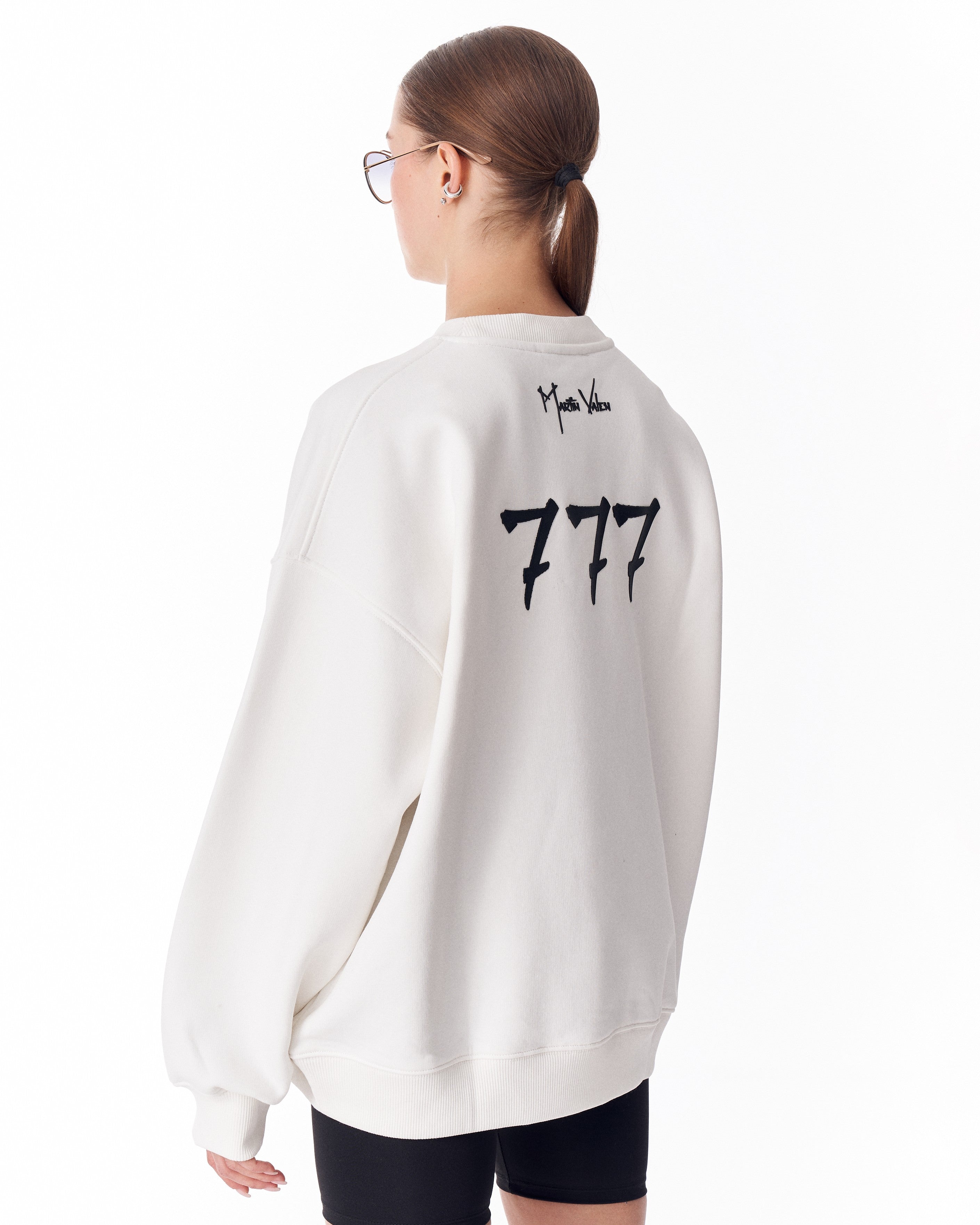 '777' Felpa Oversize da Donna Bianca di Design | MV