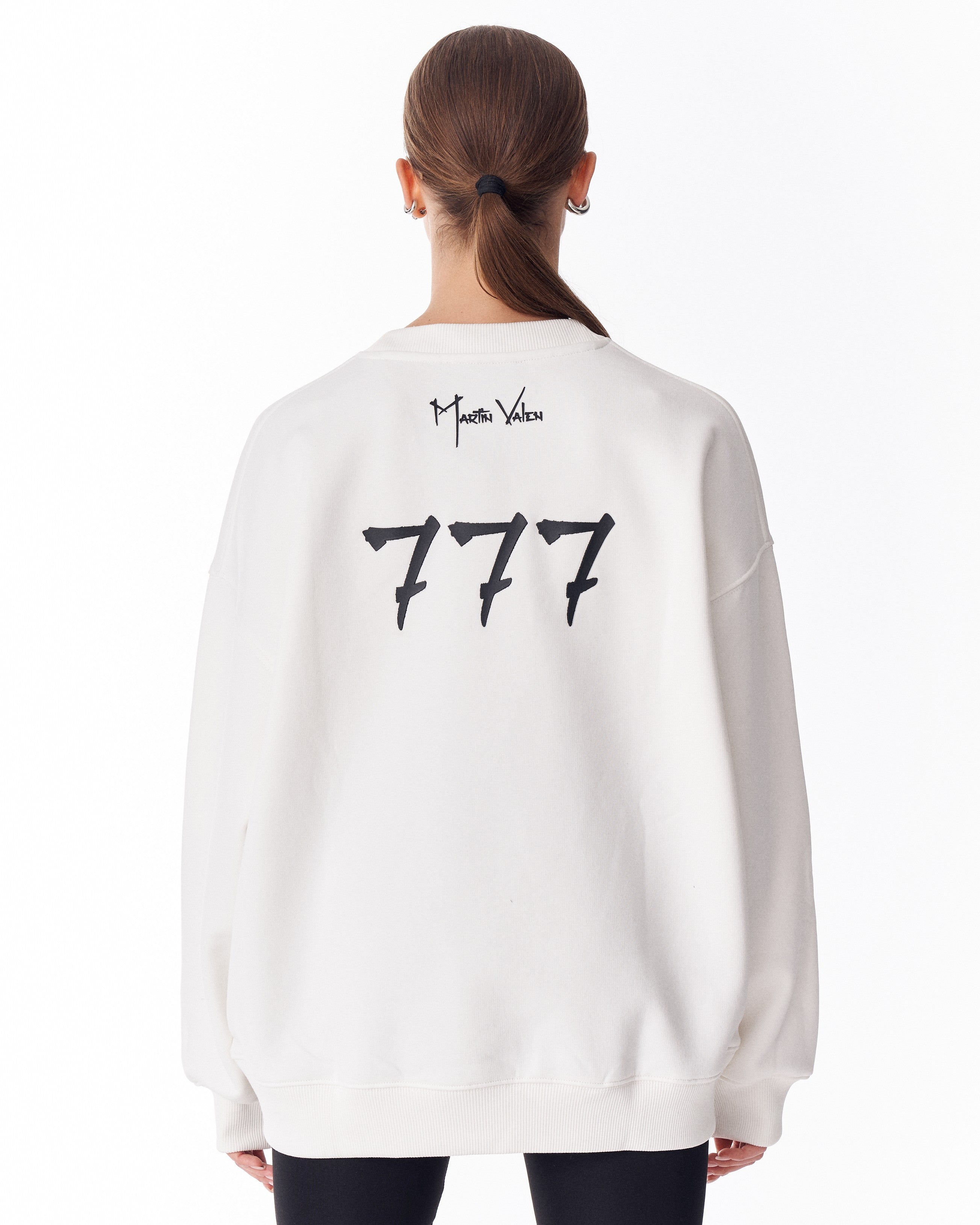 '777' Felpa Oversize da Donna Bianca di Design | MV