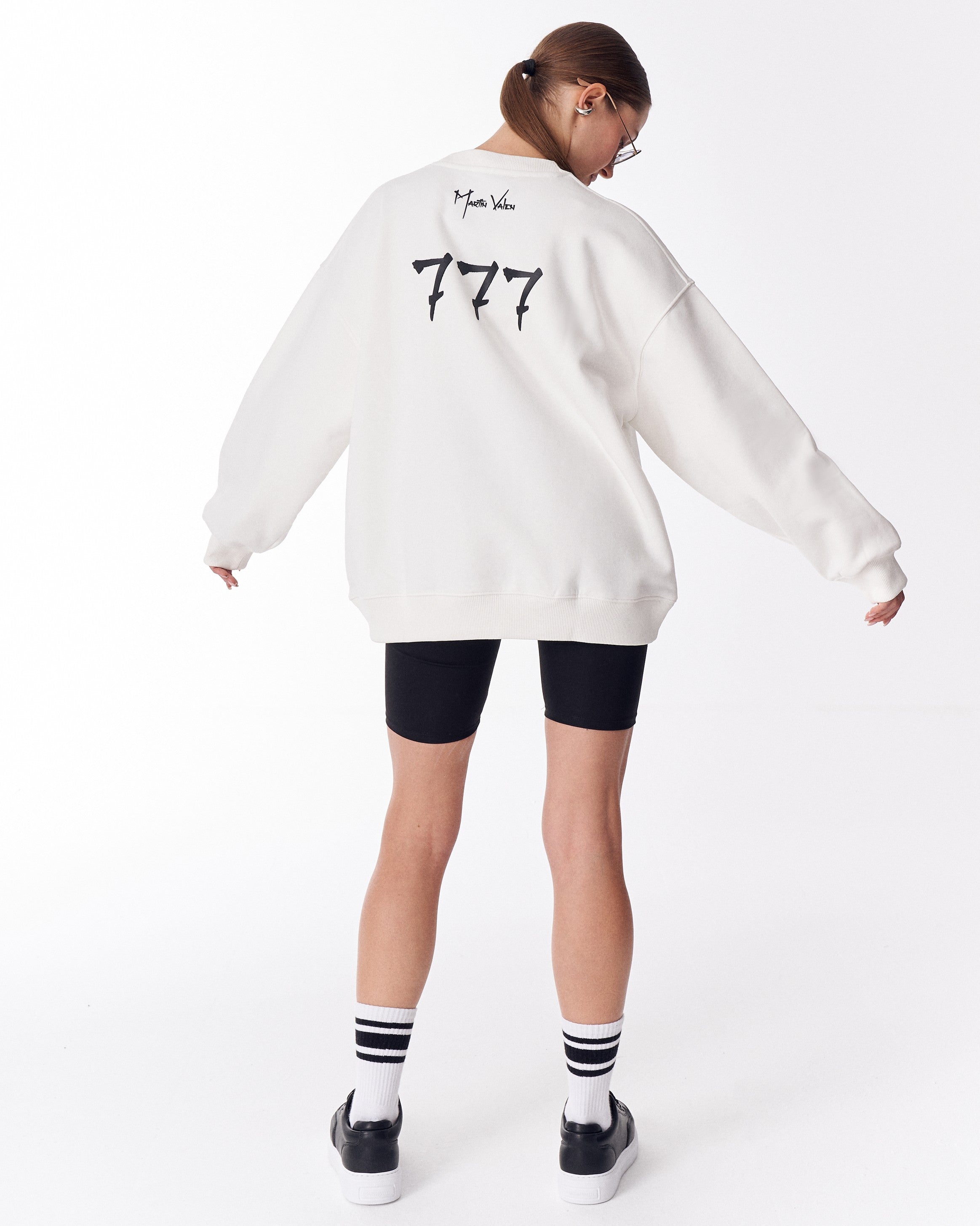 '777' Felpa Oversize da Donna Bianca di Design | MV