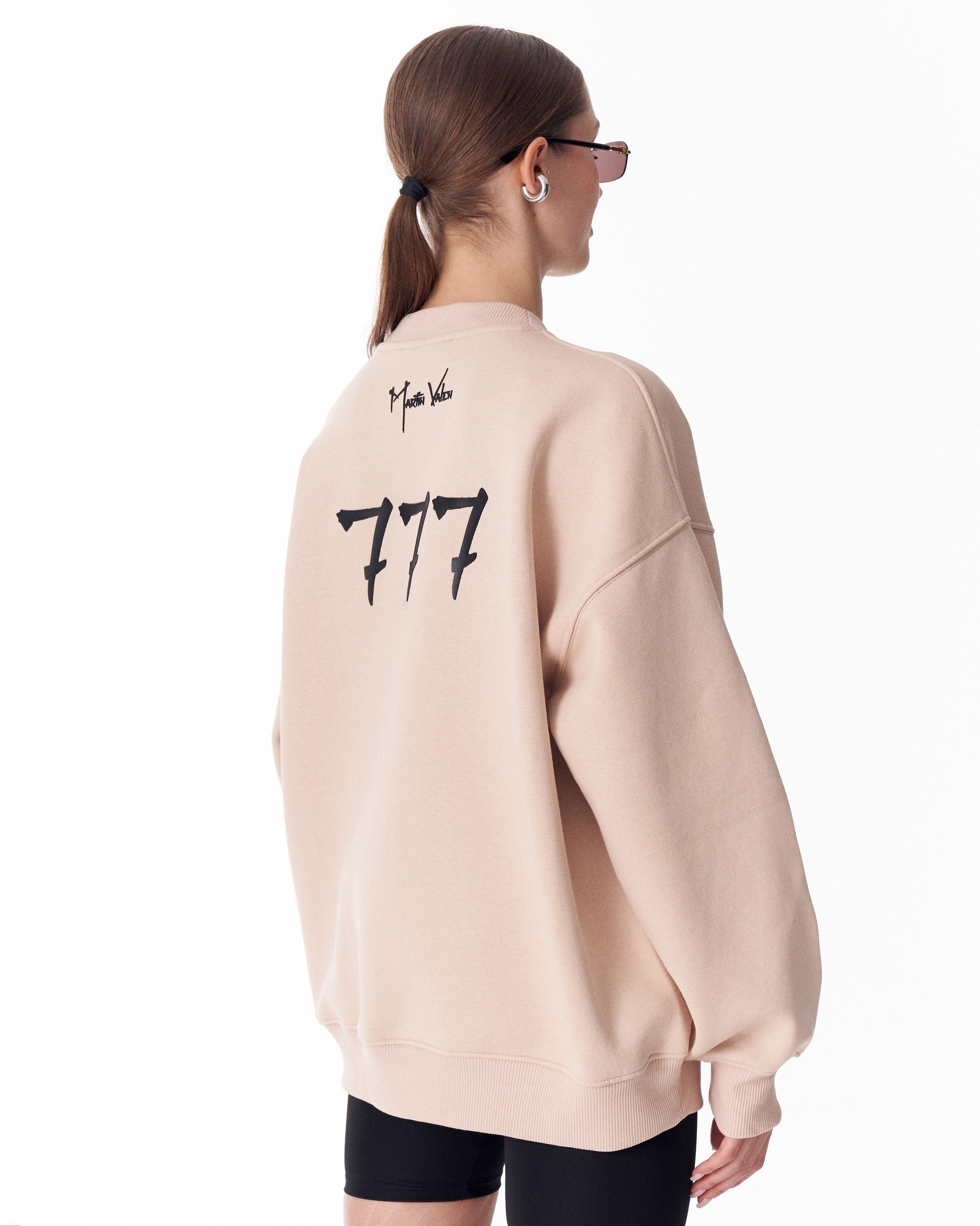 '777' Damen Oversized Designer-Sweatshirt in Beige | MV