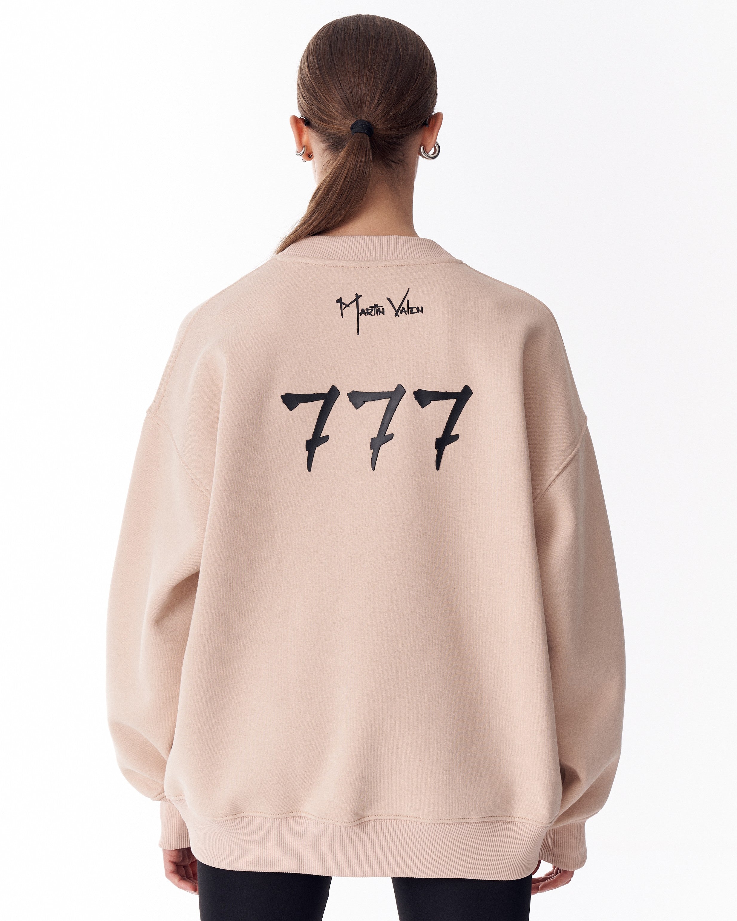 '777' Damen Oversized Designer-Sweatshirt in Beige | MV