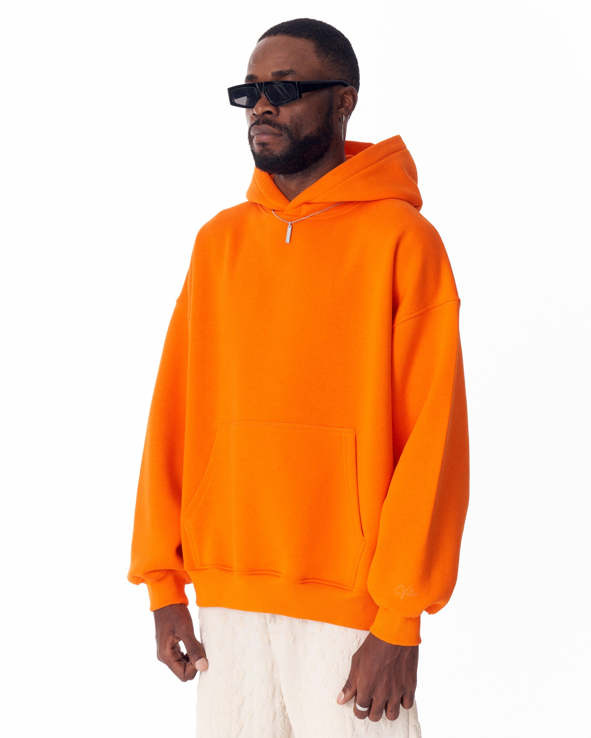 Hoodie Oversize Naranja Minimalista con Estampado en las Mangas