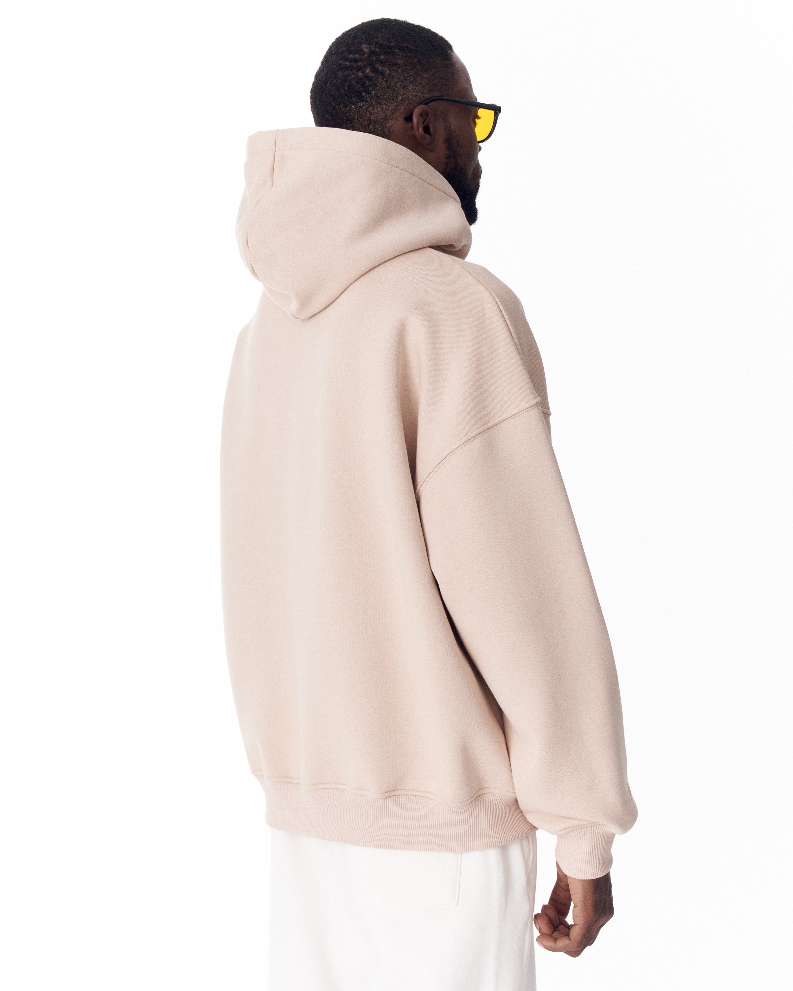 Hoodie Oversize Beige Minimalista con Estampado en las Mangas