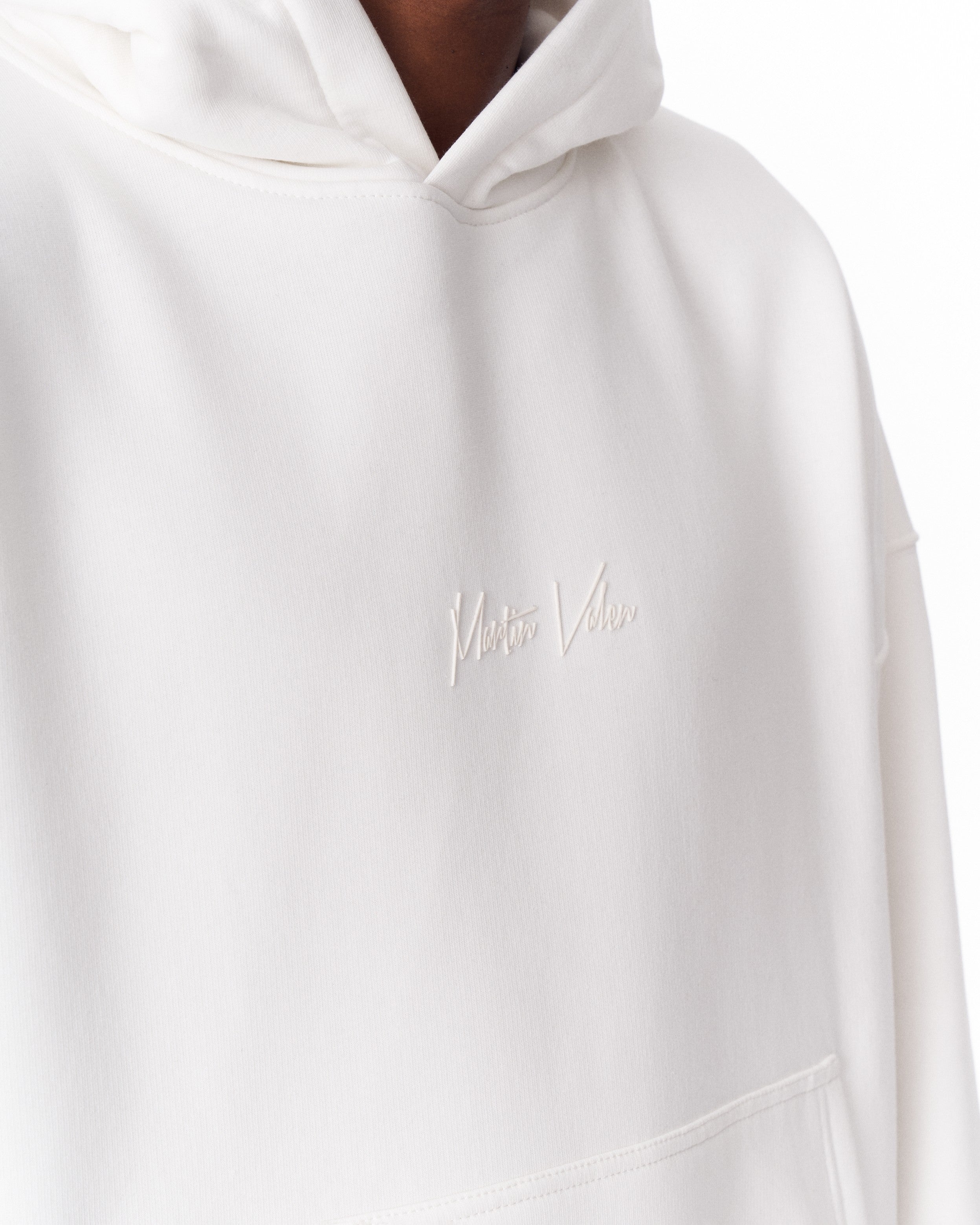Hoodie Oversize Blanc avec Broderie au Dos | Martin Valen