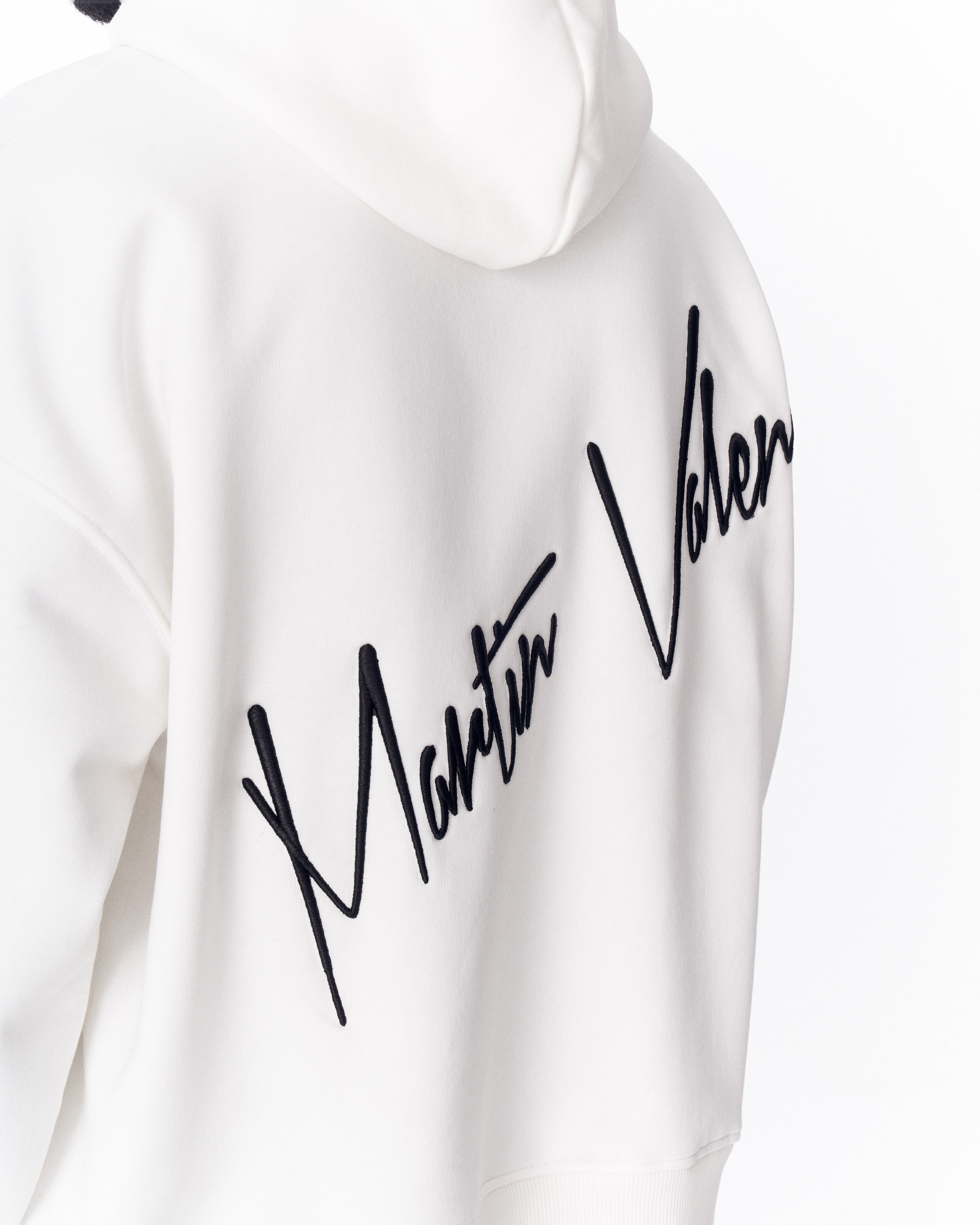 Hoodie Oversize Blanc avec Broderie au Dos | Martin Valen