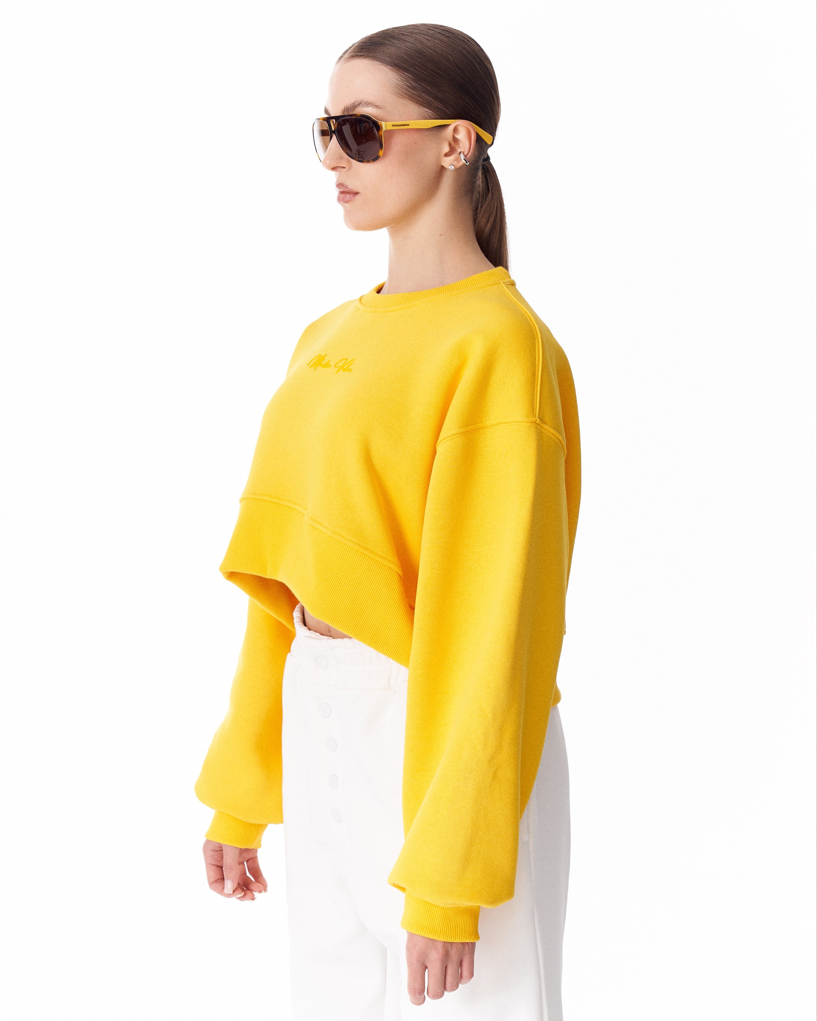 Sudadera Crop Oversize para Mujer en Amarillo | MV