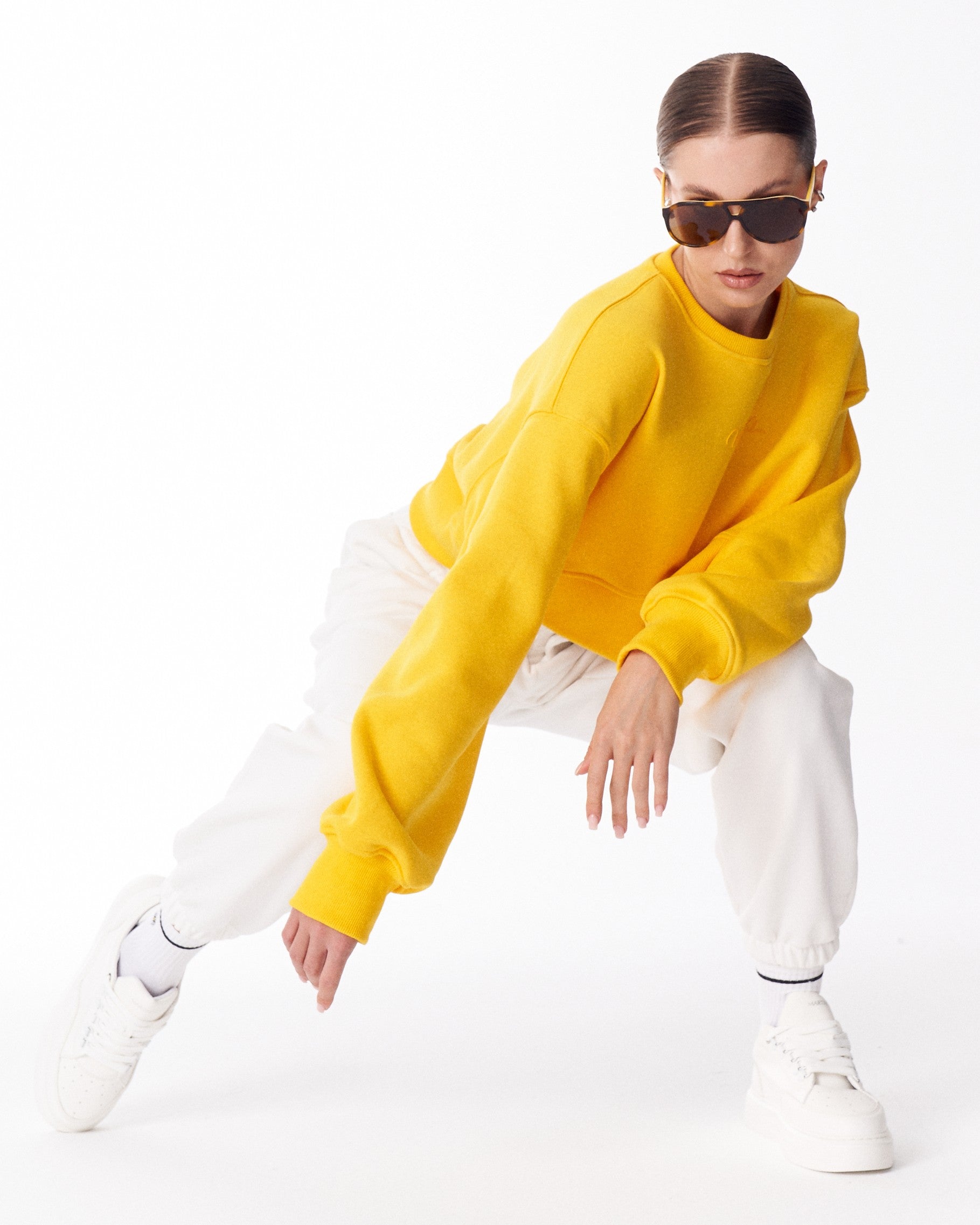 Sudadera Crop Oversize para Mujer en Amarillo | MV