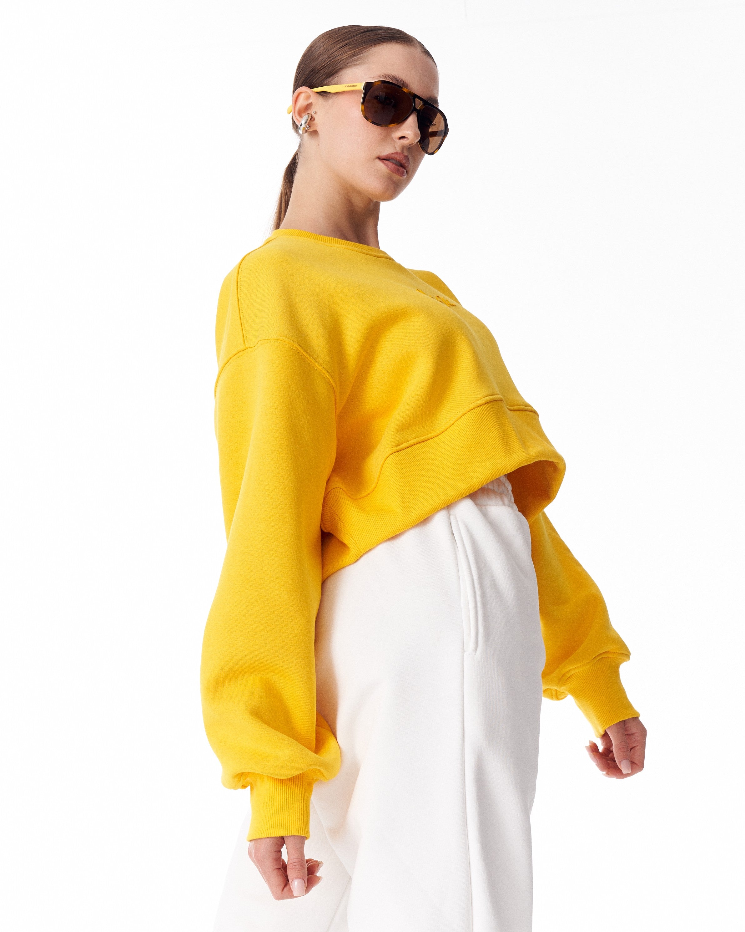 Sudadera Crop Oversize para Mujer en Amarillo | MV