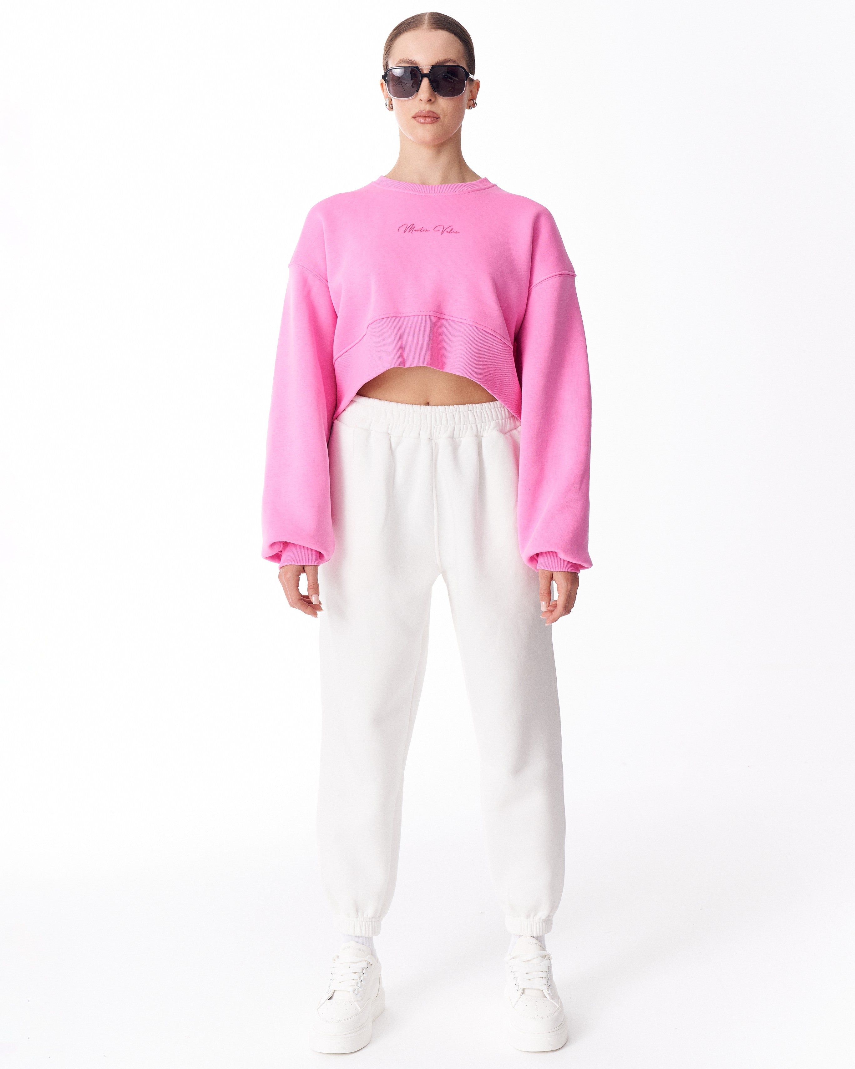 Kadın Pembe Oversize Crop Sweatshirt | Martin Valen