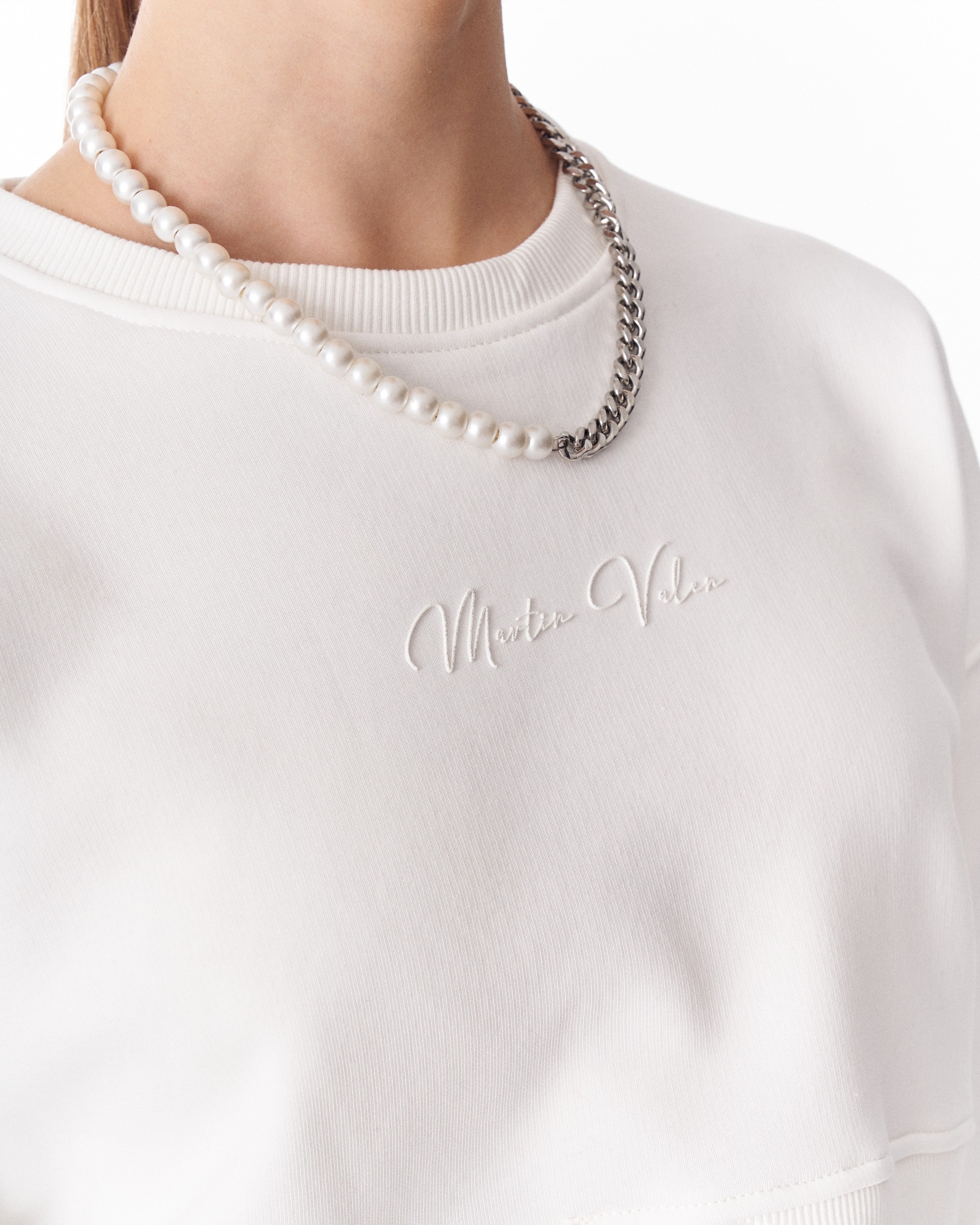 Sudadera Crop Oversize para Mujer en Blanco | MV