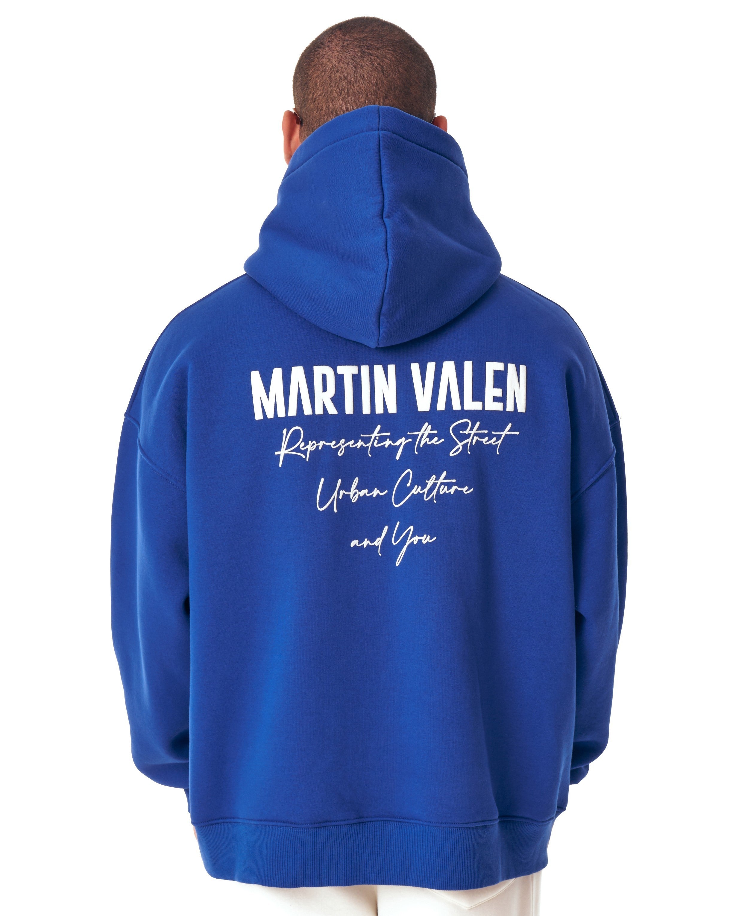 Oversized Blauer Hoodie mit Rückendruck