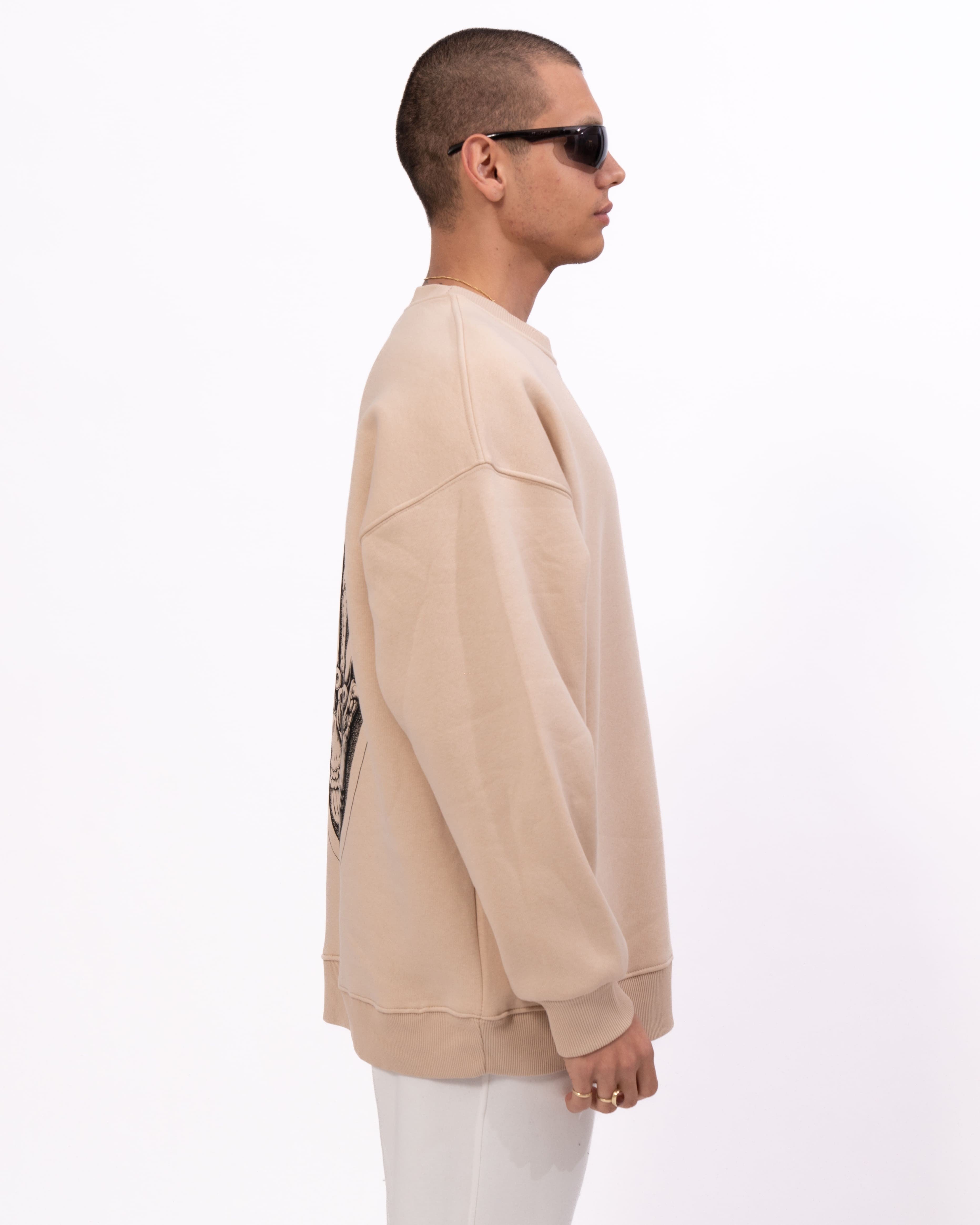 Fatima Martin Valen Designer Beiges Oversized Sweatshirt