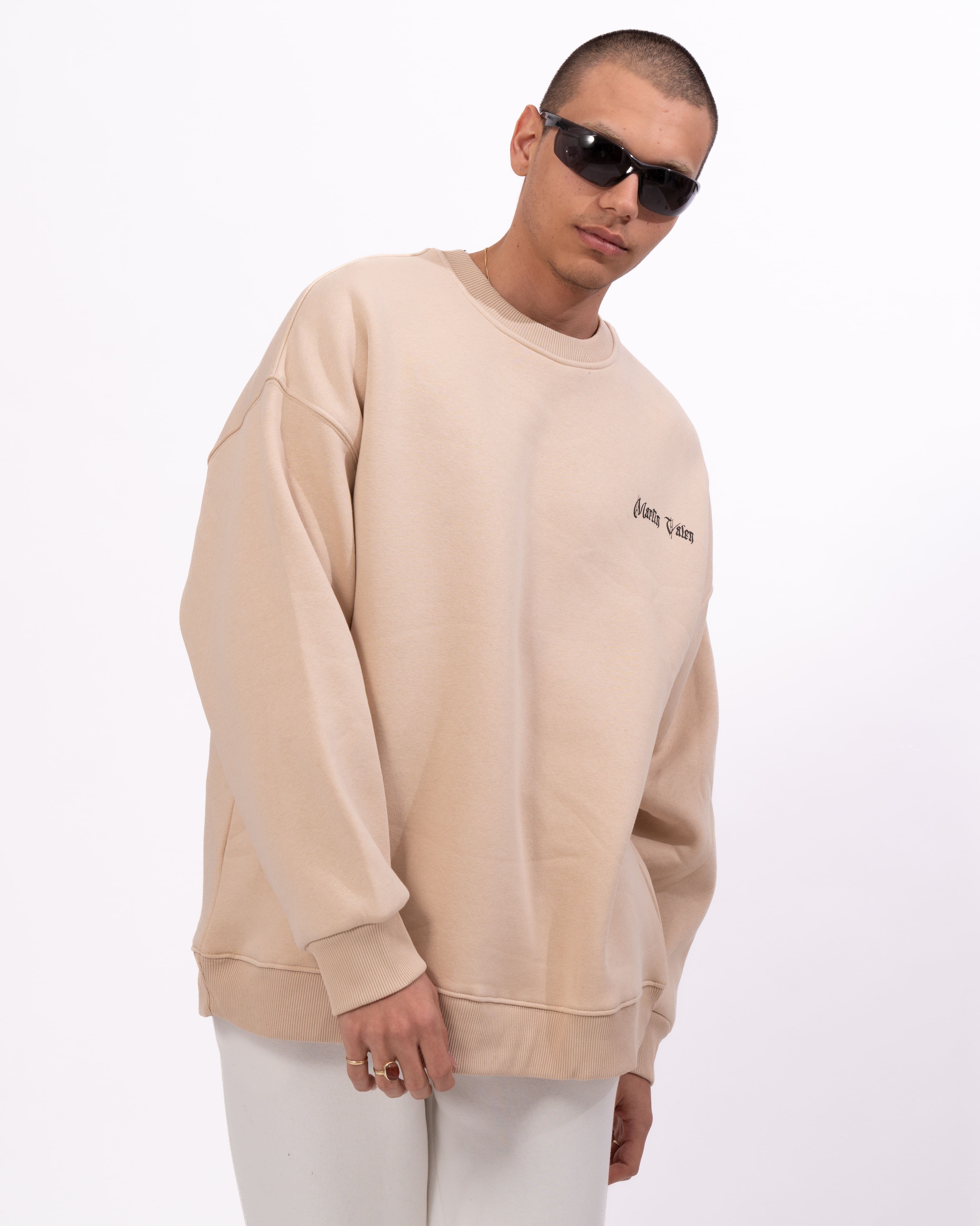 Fatima Martin Valen Designer Beiges Oversized Sweatshirt