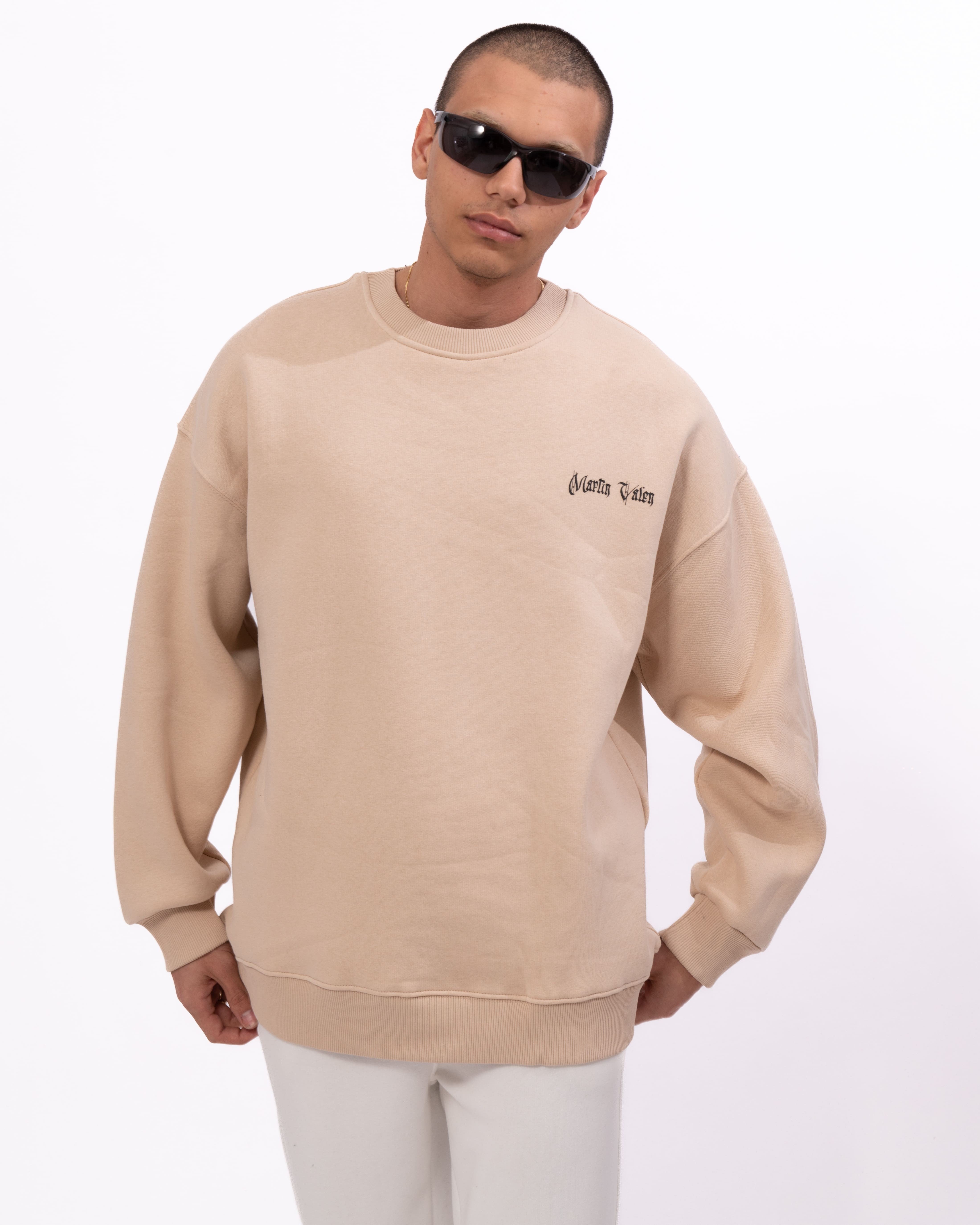 Fatima Martin Valen Designer Beiges Oversized Sweatshirt
