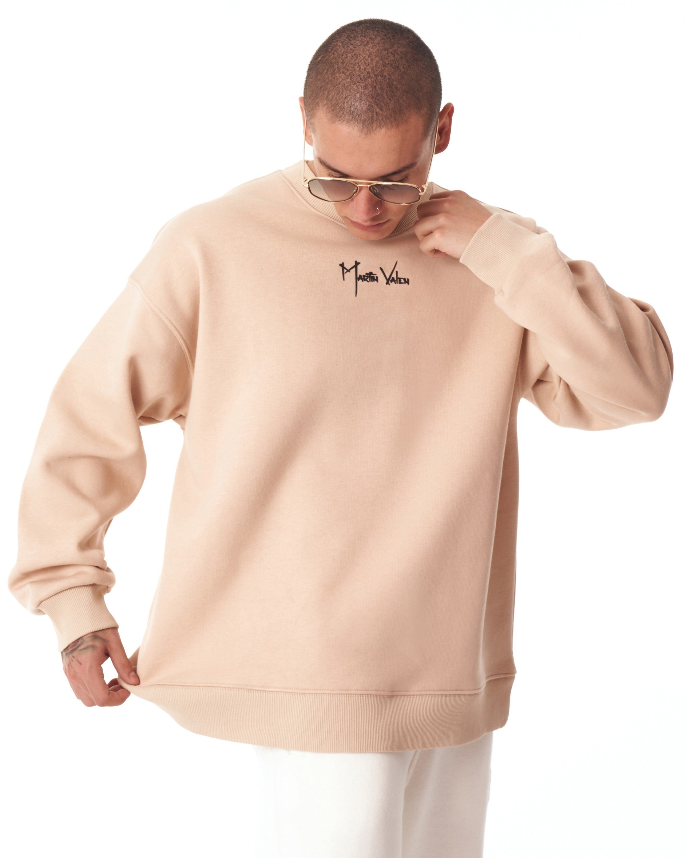 Ikigai Oversized Martin Valen Beige Sweatshirt met 3D Print voor Heren