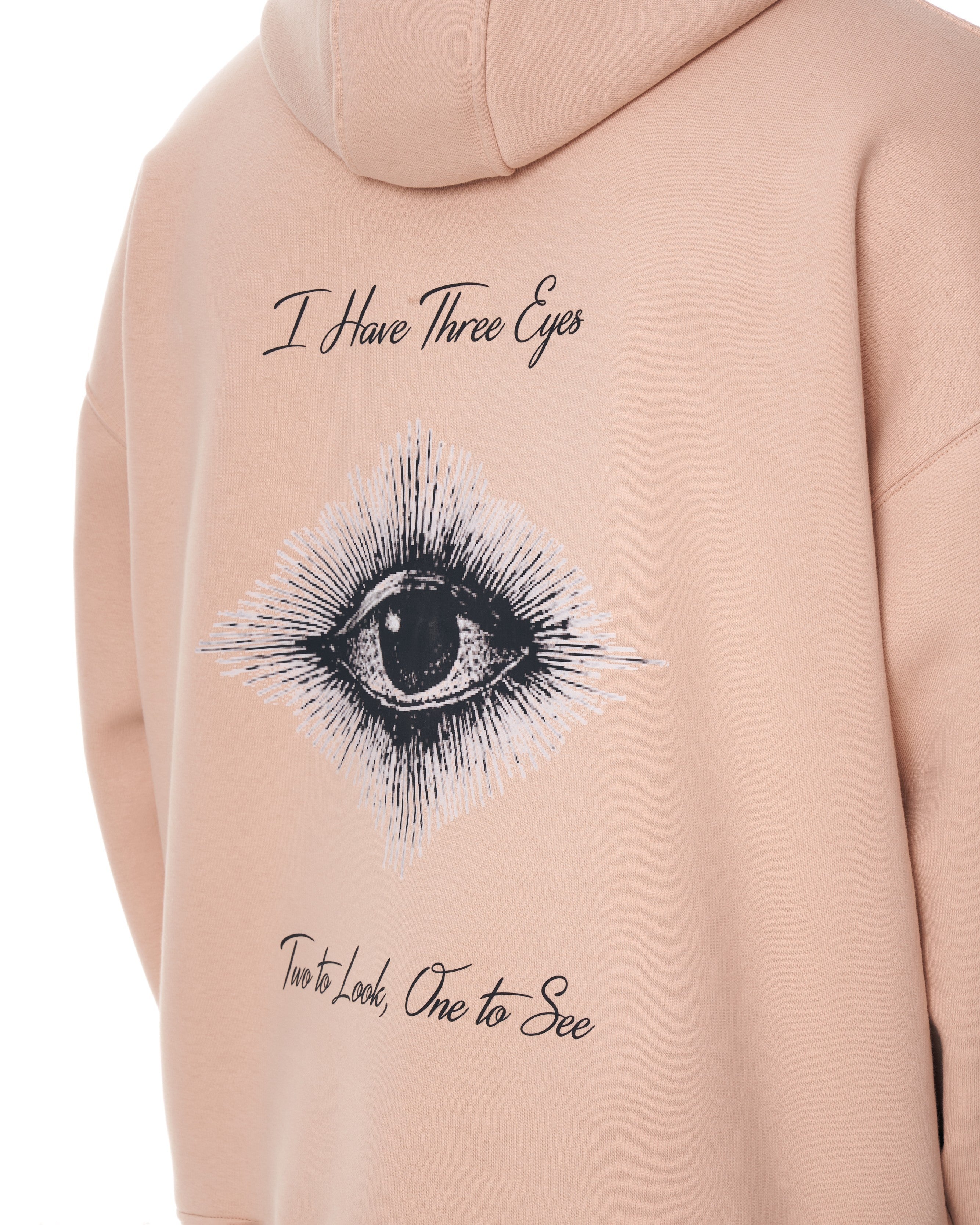 Hoodie bege oversized com impressão Third Eye