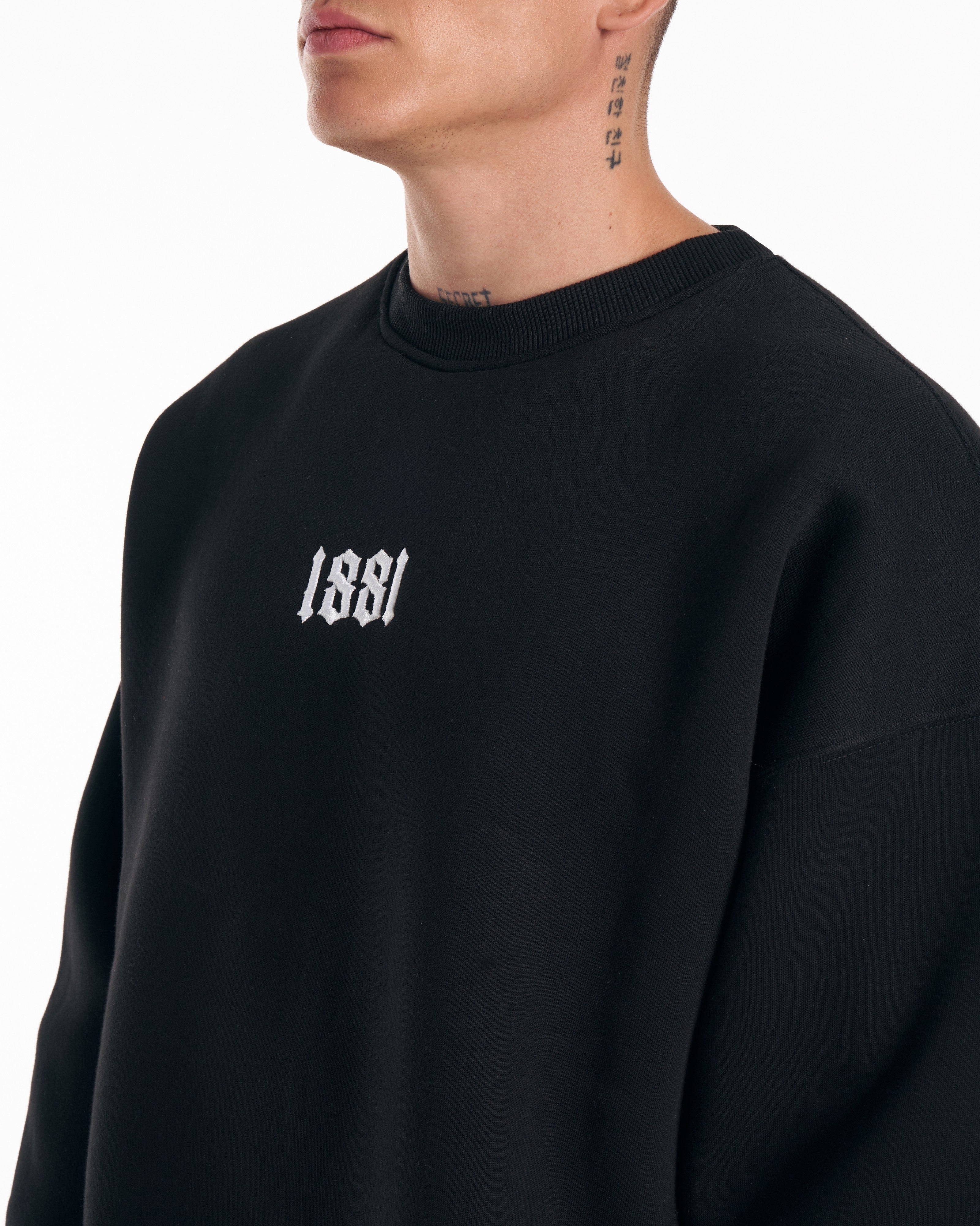 1881 Designer 3D-Stickerei Oversized Schwarzer Sweatshirt-Trainingsanzug