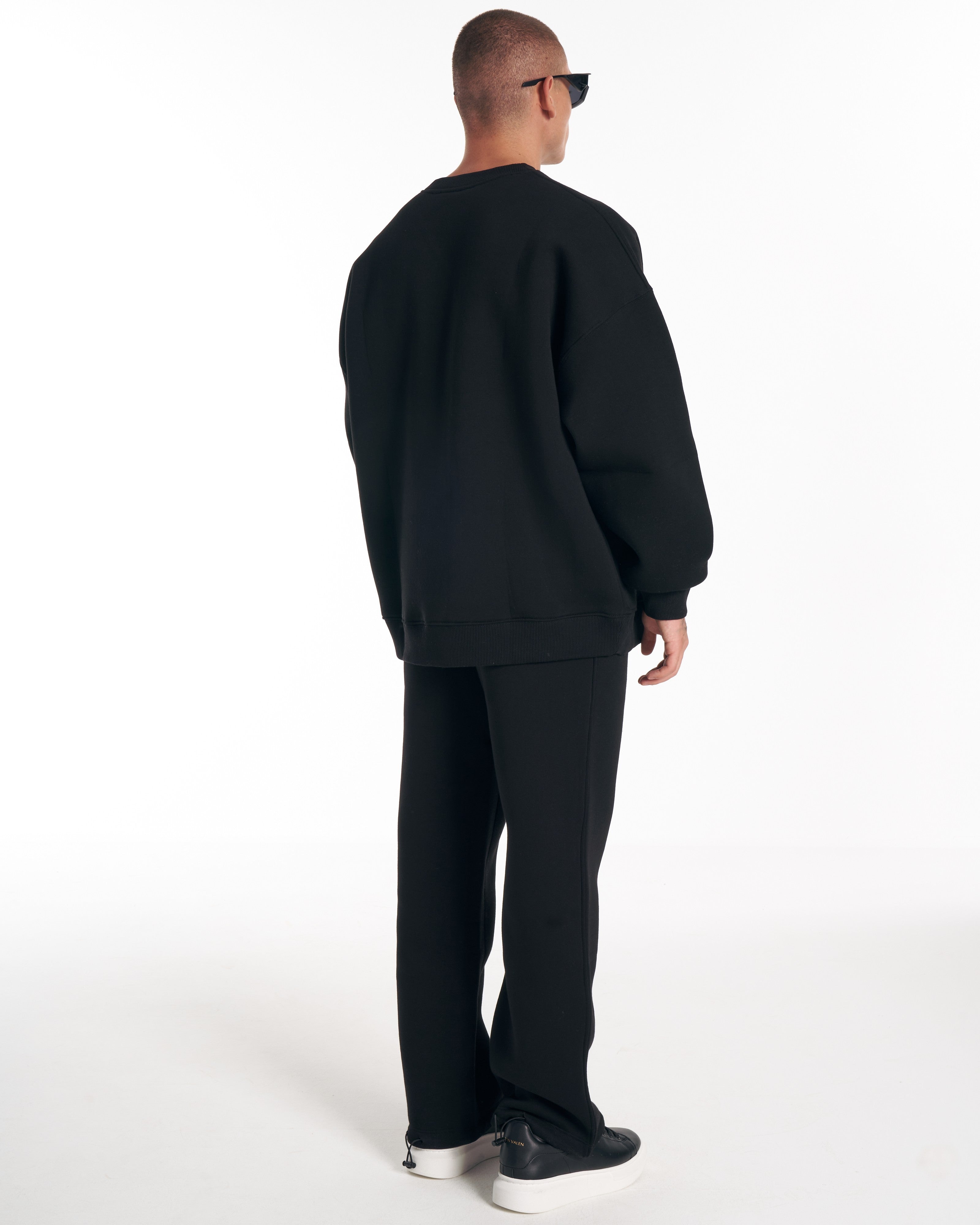 1881 Designer 3D-Stickerei Oversized Schwarzer Sweatshirt-Trainingsanzug