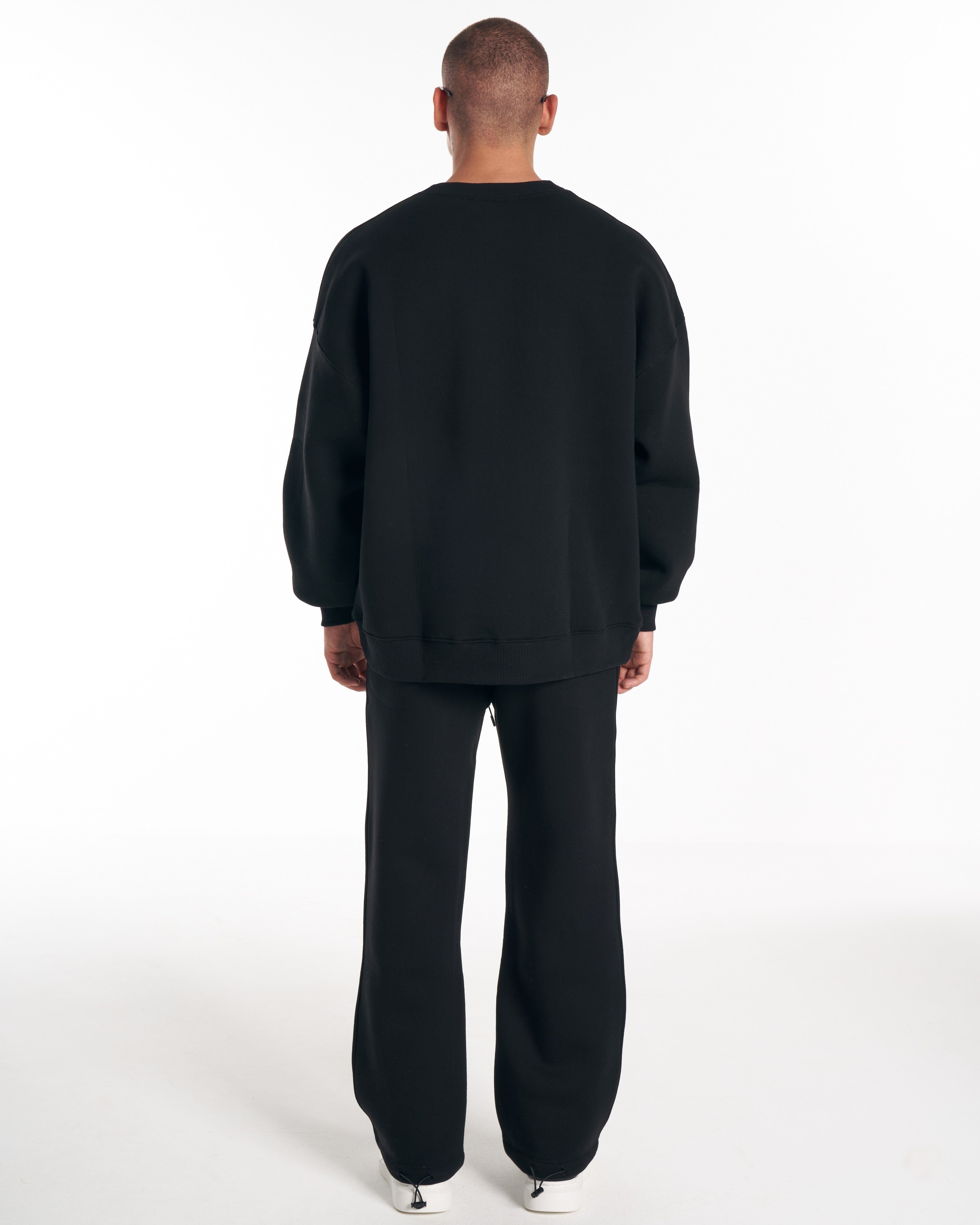 1881 Designer 3D-Stickerei Oversized Schwarzer Sweatshirt-Trainingsanzug