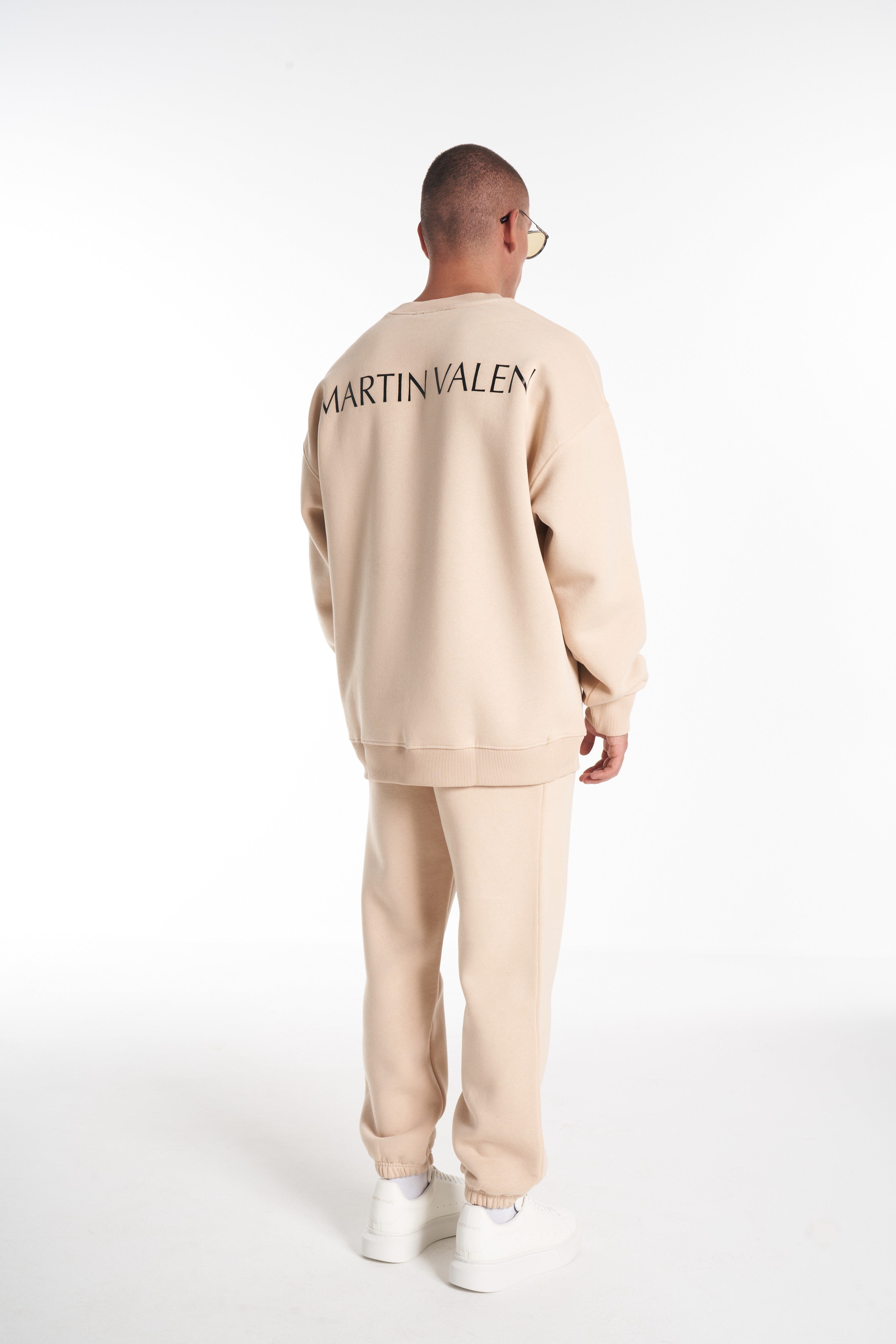 Designer Oversized Beige Sweatshirt Trainingspak Set | MV