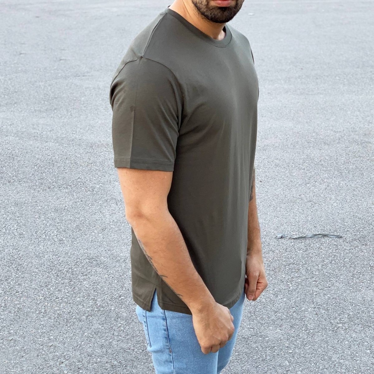 Men's Basic Round Neck T-Shirt In New Khaki - 2