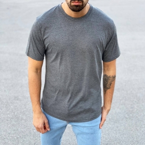 Men's Basic Round Neck T-Shirt In New Gray - 2