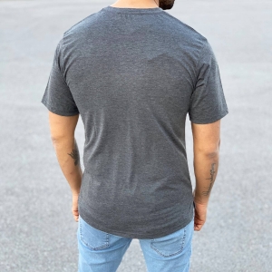 Herren Basic T-Shirt mit rundem Kragen in grau - 3