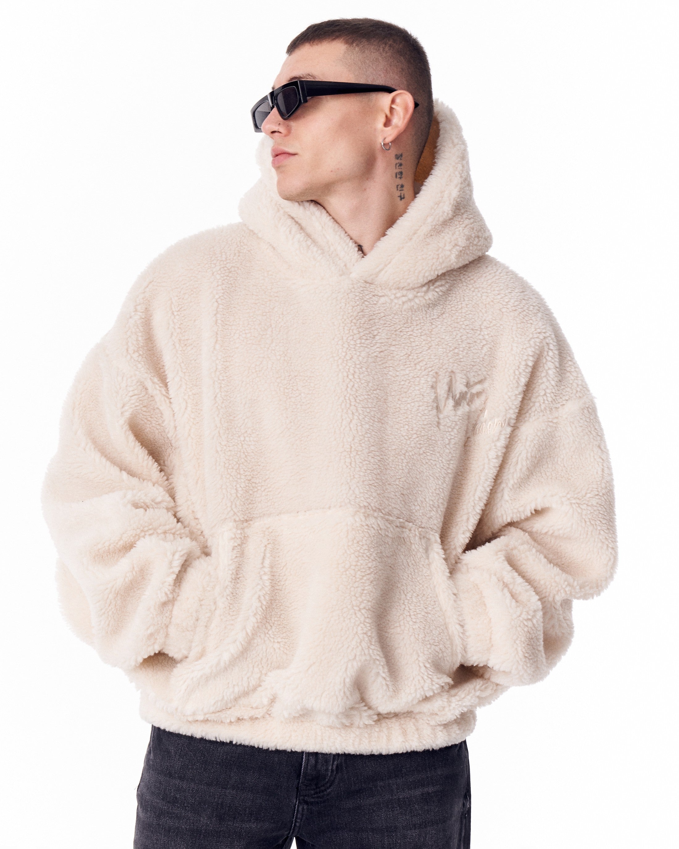Streetwear Plush Hoodie With Embroidery Print