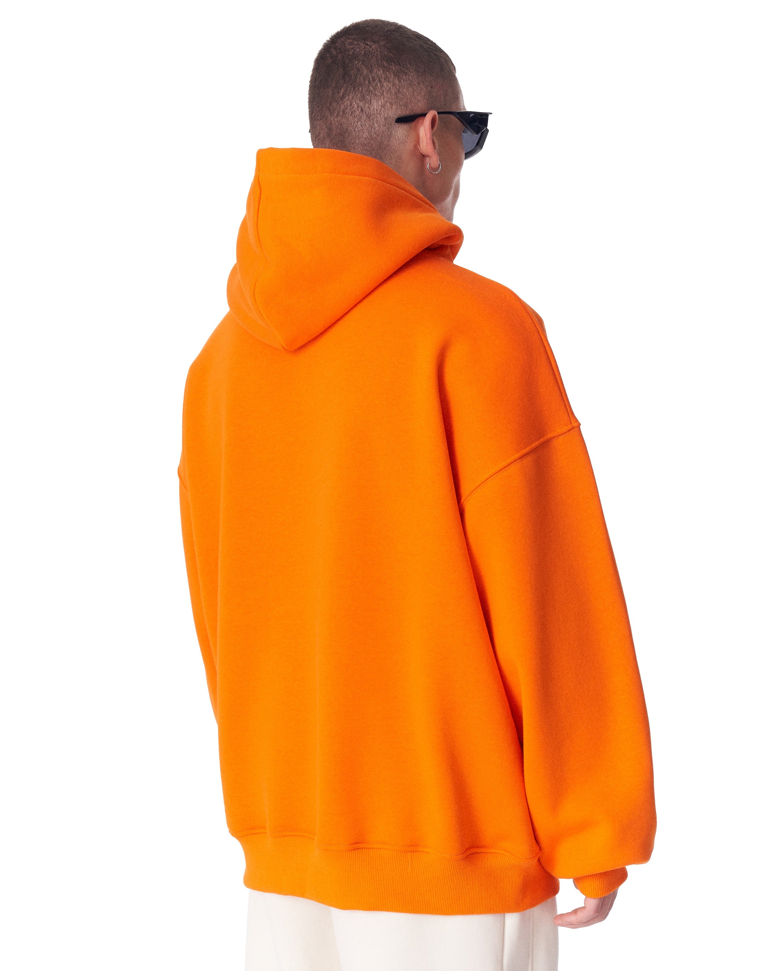 Hoodie Oversize Naranja Minimalista con Estampado en las Mangas