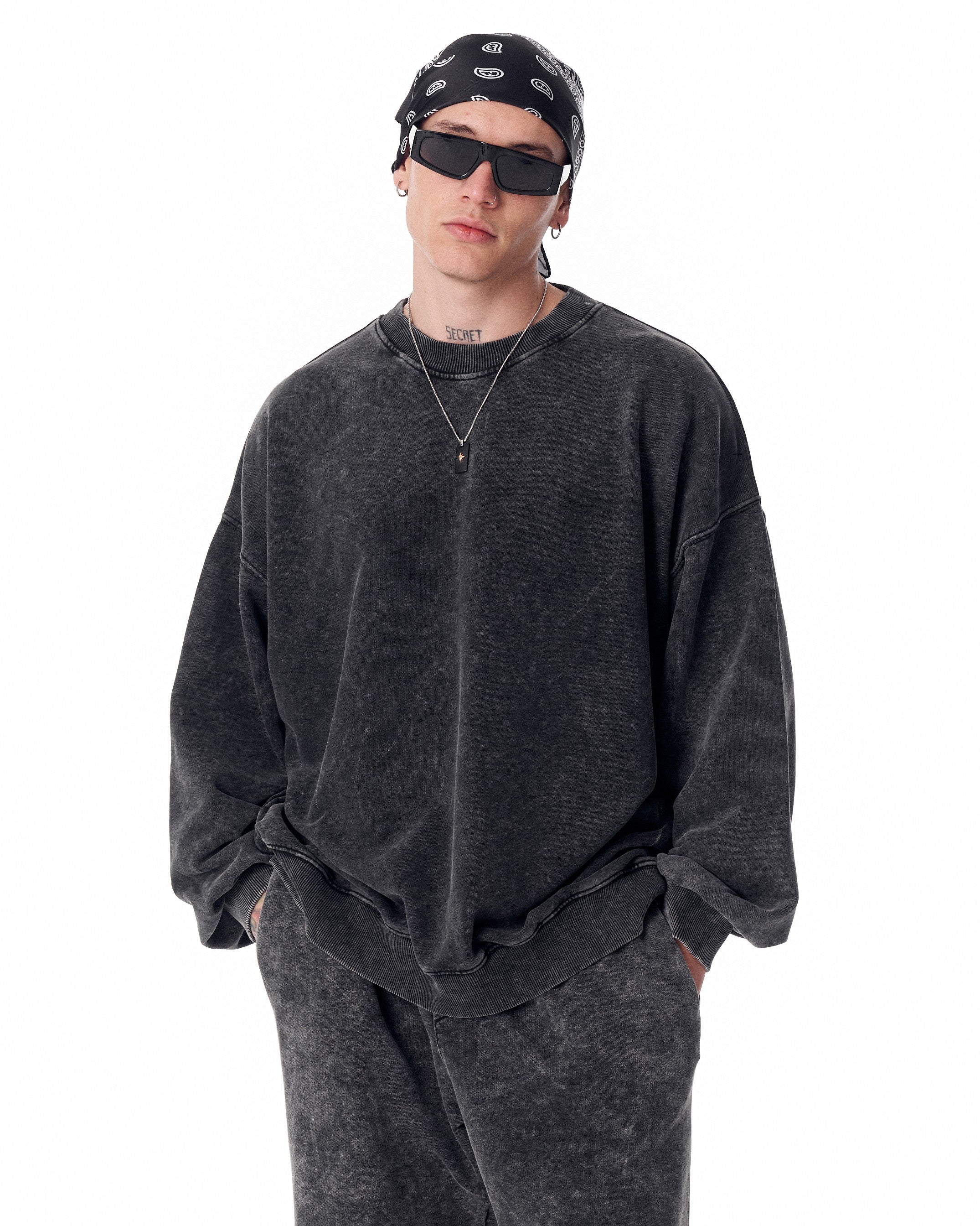 Chándal Oversize Gris Lavado para Hombre | Martin Valen