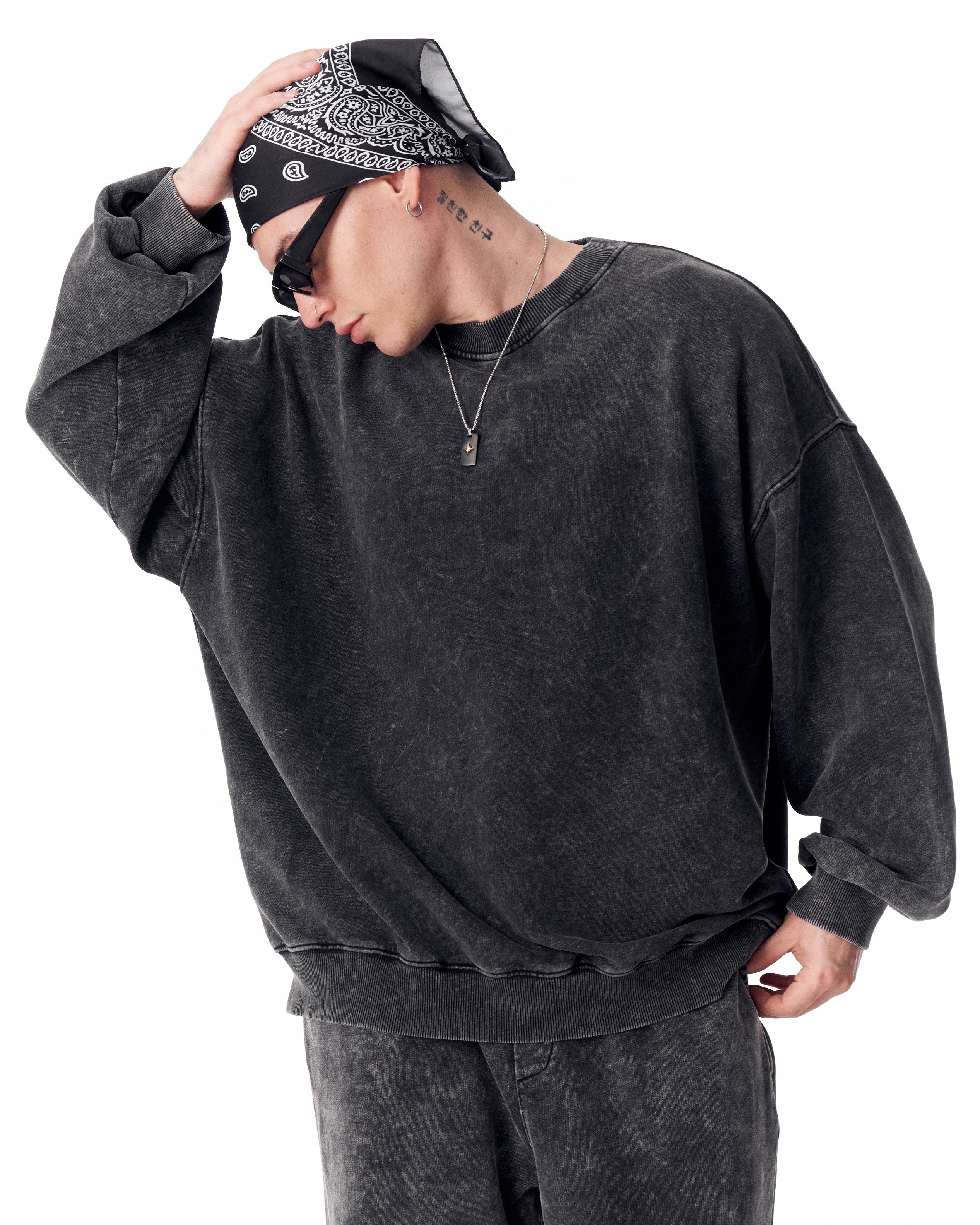 Chándal Oversize Gris Lavado para Hombre | Martin Valen