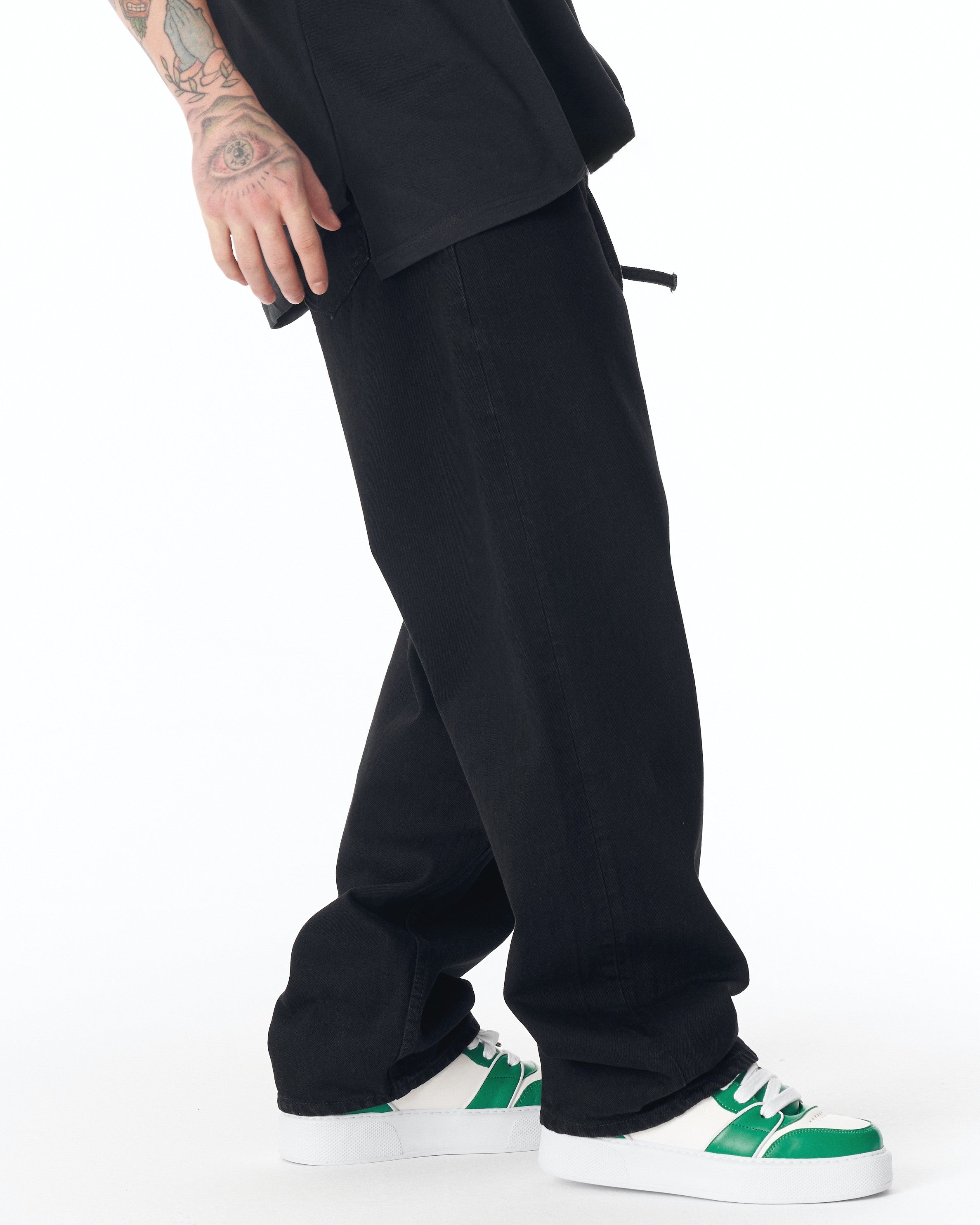 Jeans Noirs Coupe Ample pour Homme avec Cordon en Denim | MV