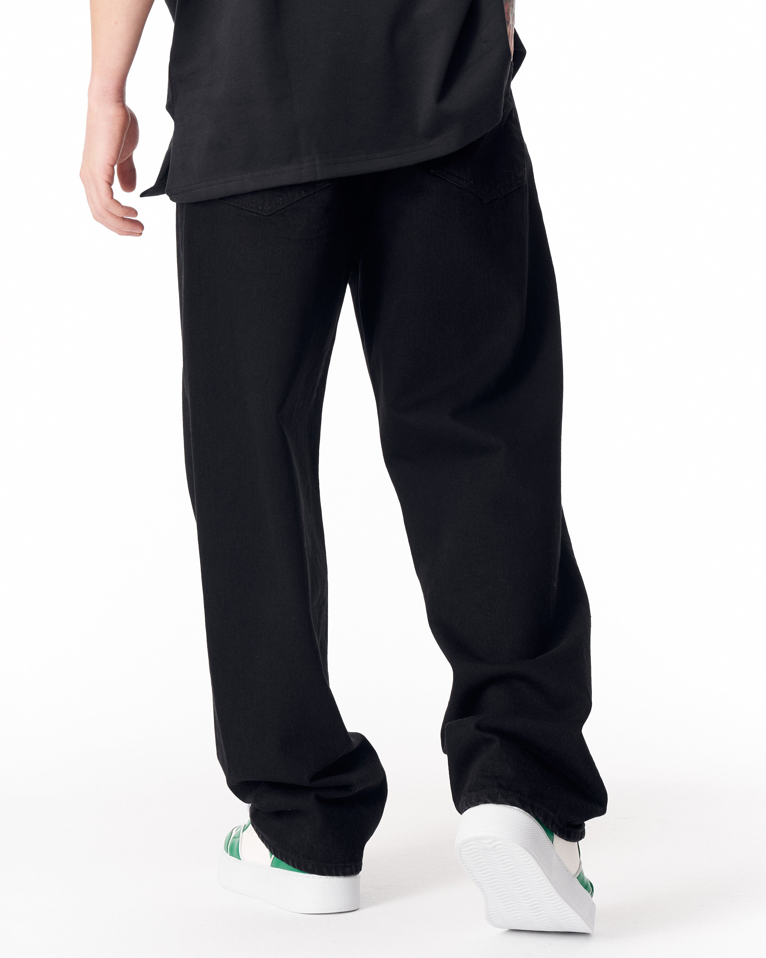 Jeans Noirs Coupe Ample pour Homme avec Cordon en Denim | MV